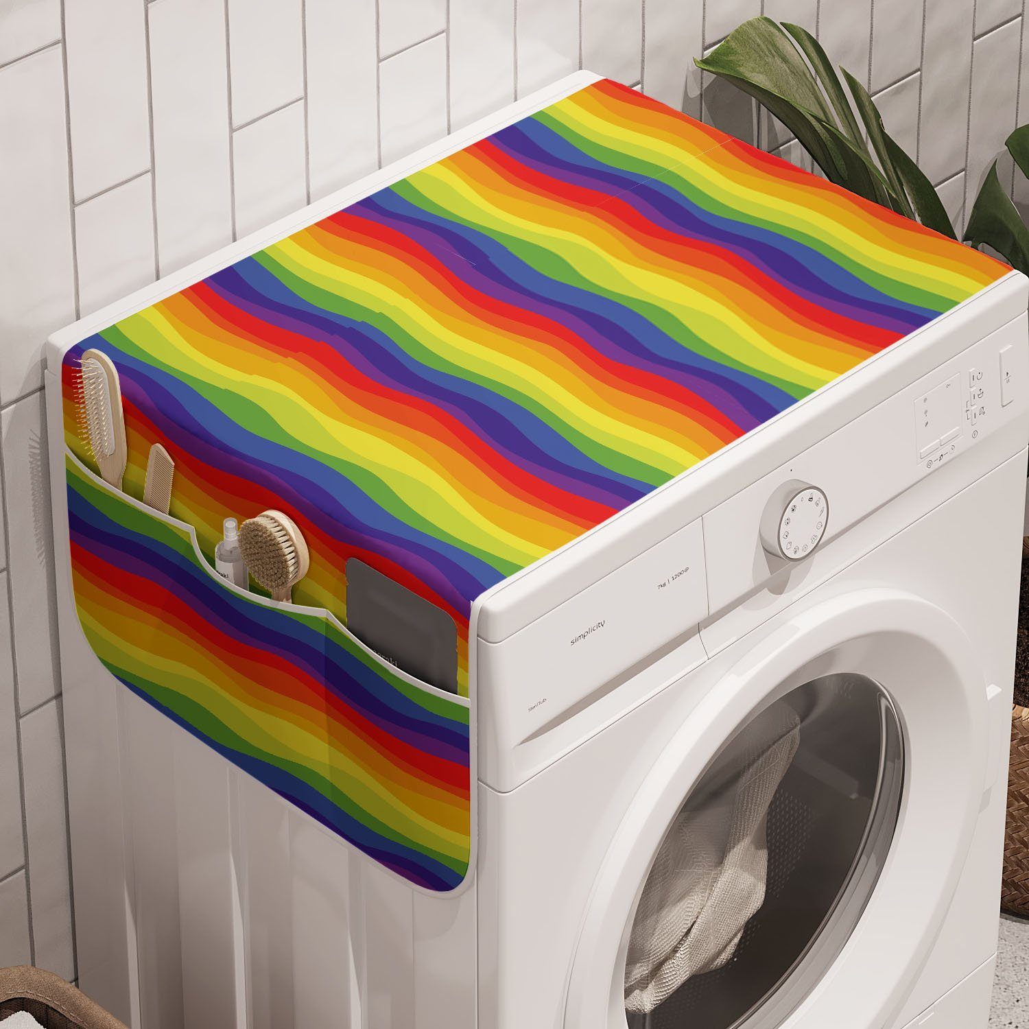 Stolz Thema für Abakuhaus Badorganizer Trockner, Geschlecht Anti-Rutsch-Stoffabdeckung Waschmaschine Regenbogen Flagge und