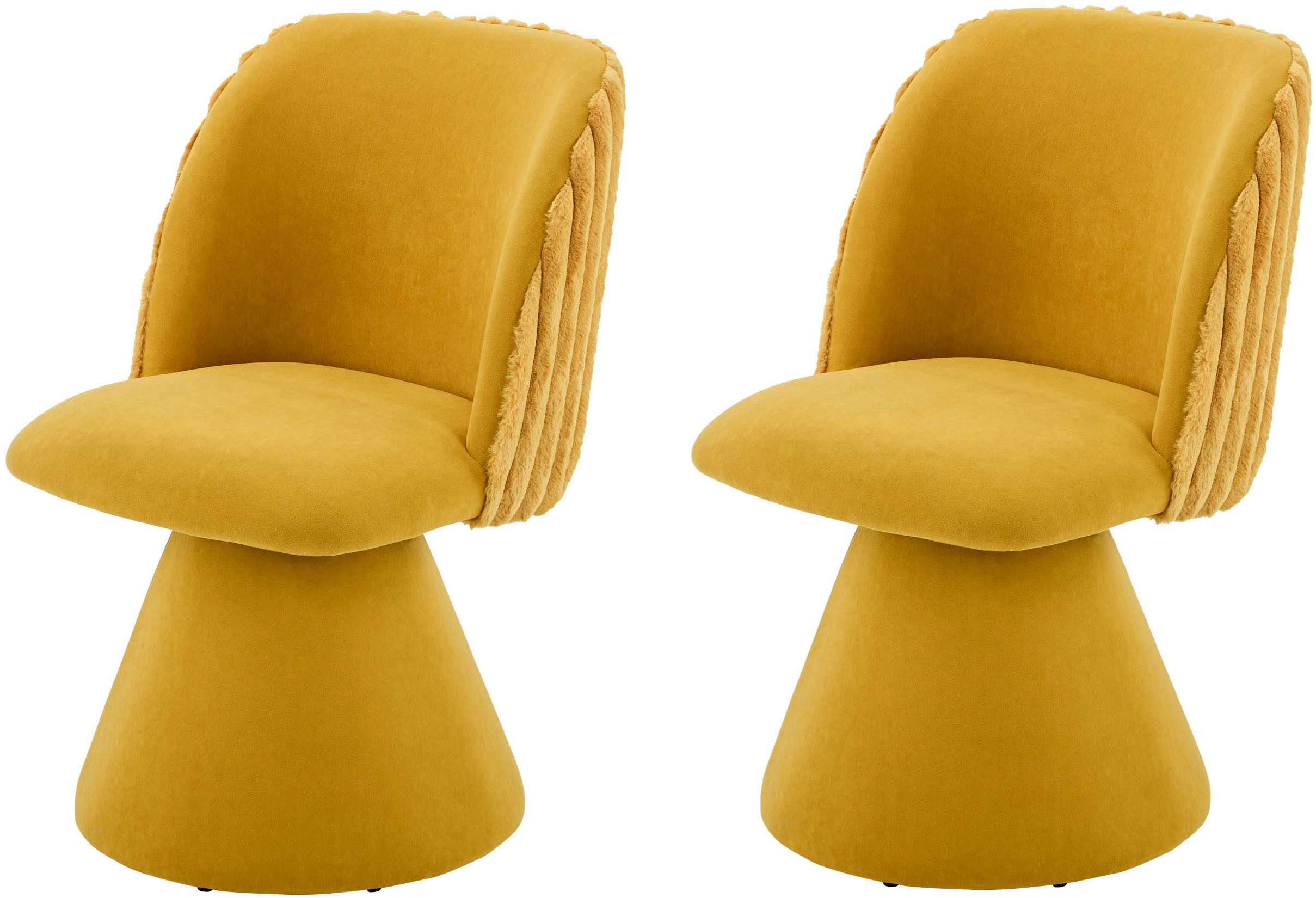 HELA Drehstuhl BARI (Set, 2 St), 360° drehbar, Polsterfuß, Materialkombi, Außen Felloptik Innen Velvet