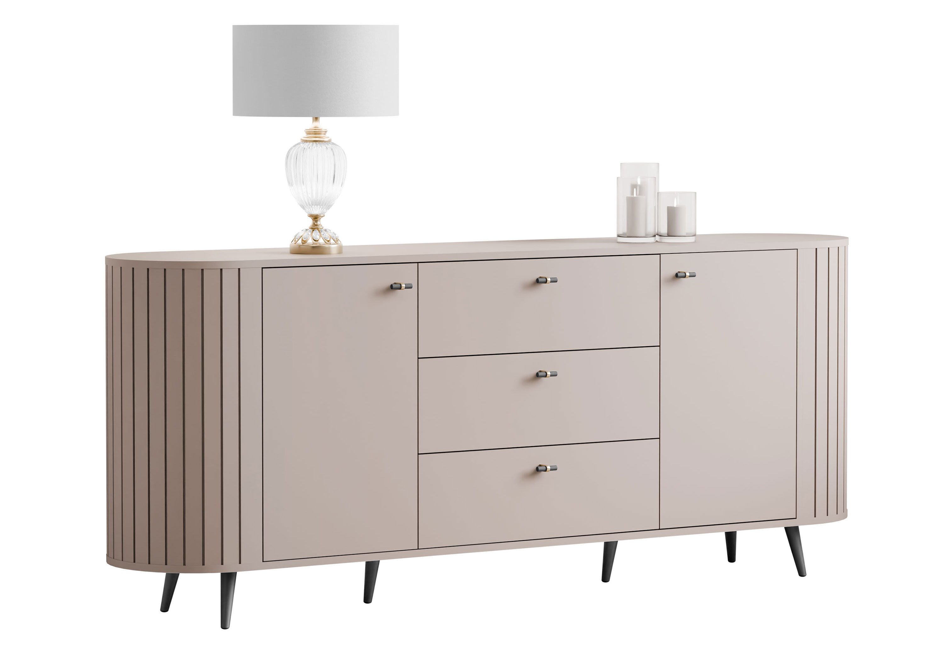 Lookway Kommode ELODIE II 2D3D mit gefrästen Fronten und Soft-Close-System, 190x79x40 cm