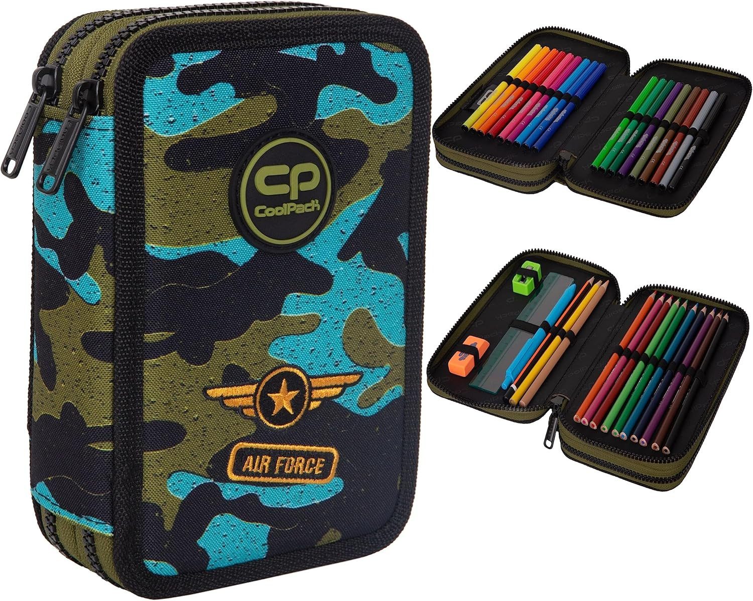 GOLDKIDS Federmäppchen COOLPACK 2-fache Federtasche Federmappe 35-teilig, (Schüleretui Stifte und Pinsel Fanartikel, 1-tlg., inkl. Aufgabenheft Federbox Etui), Stiftetasche Schlamper-Etui Schul-Etui