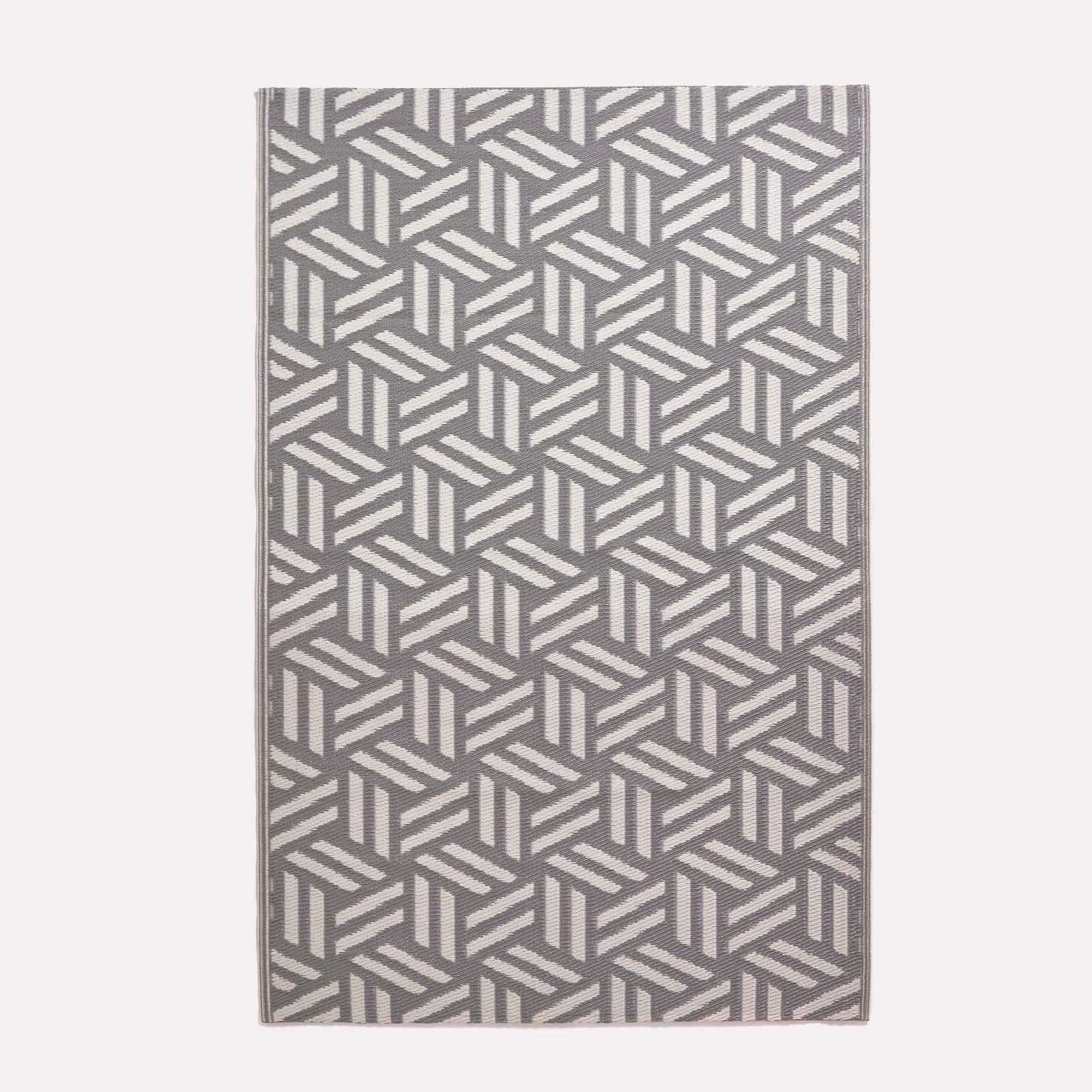 Homescapes Outdoorteppich Outdoor-Teppich Luna aus Polypropylen mit grauem Muster, 120 x 180 cm, rechteckig, Höhe: 20 mm