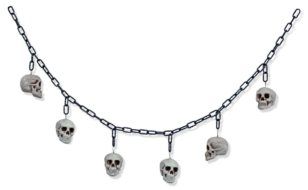 Das Kostümland Dekoobjekt XL Totenkopf Skelett Girlande - 170 cm, Halloween