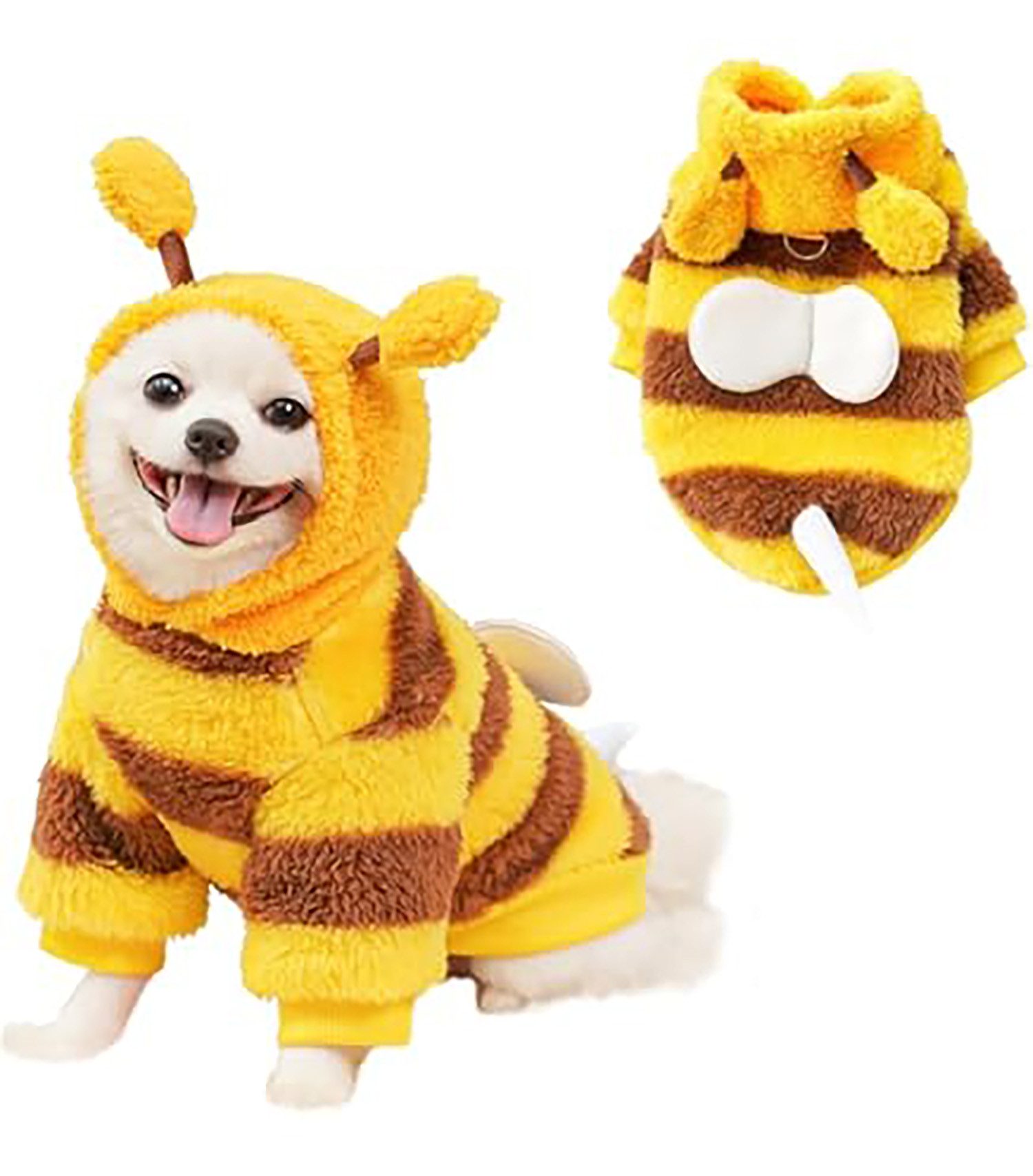 Corimori Hundekostüm Bienenkostüm Hund & Katze – Süßes Haustierkostüm, ideale Tierverkleidung für Herbst & Winter, mit Flügeln & Kapuze