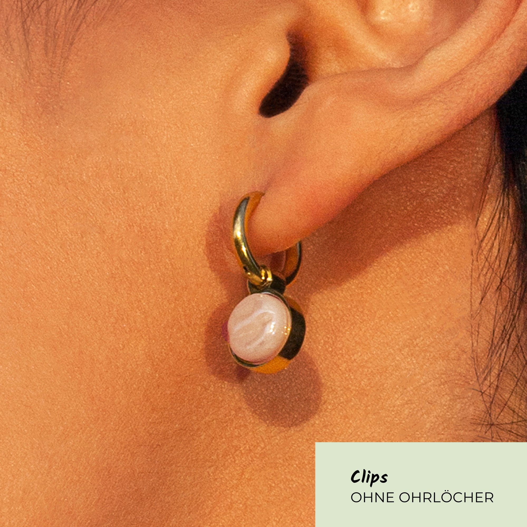 ALEXASCHA Paar Ohrclips Clip Creolen mit Einhänger • Mix & Match Ohrringe ohne Ohrloch • 14mm