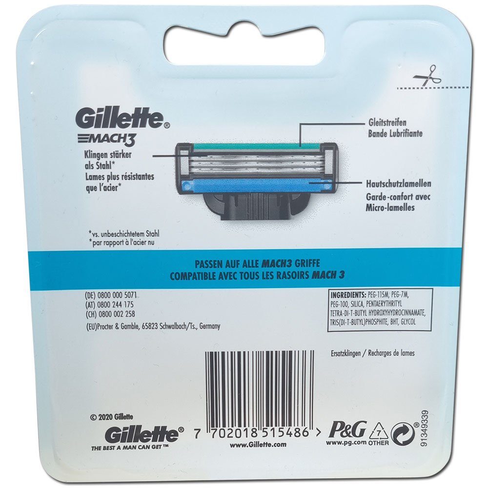 Gillette Rasierklingen Mach3, 6-tlg., 6er Pack