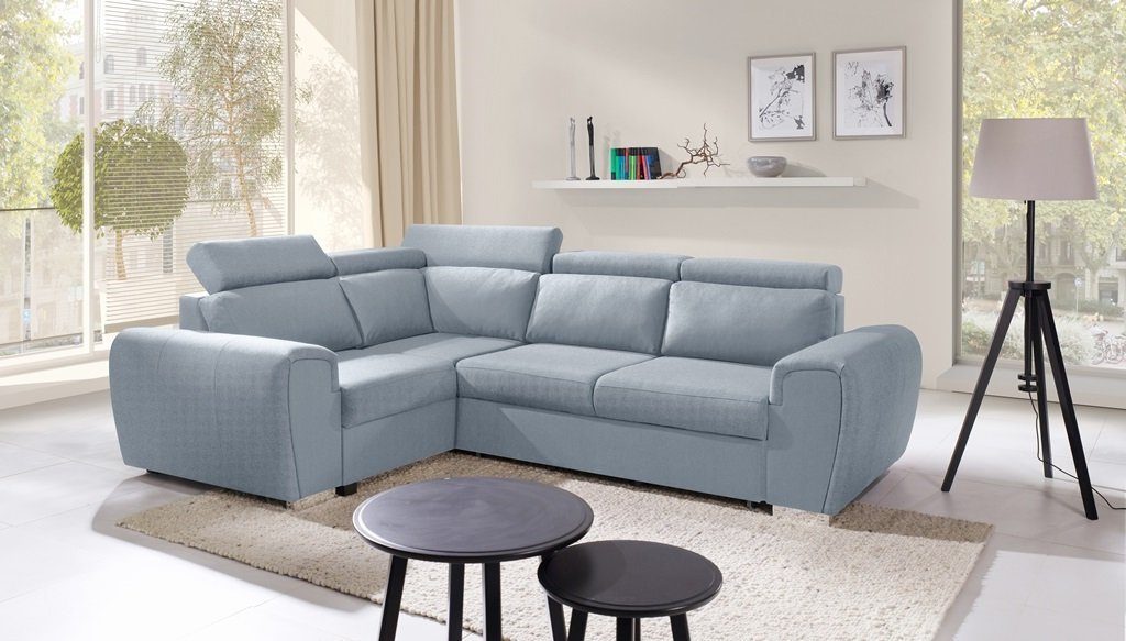 Siblo Ildefonso Bequemes mit Blau Ecksofa Ecksofa Schlaffunktion