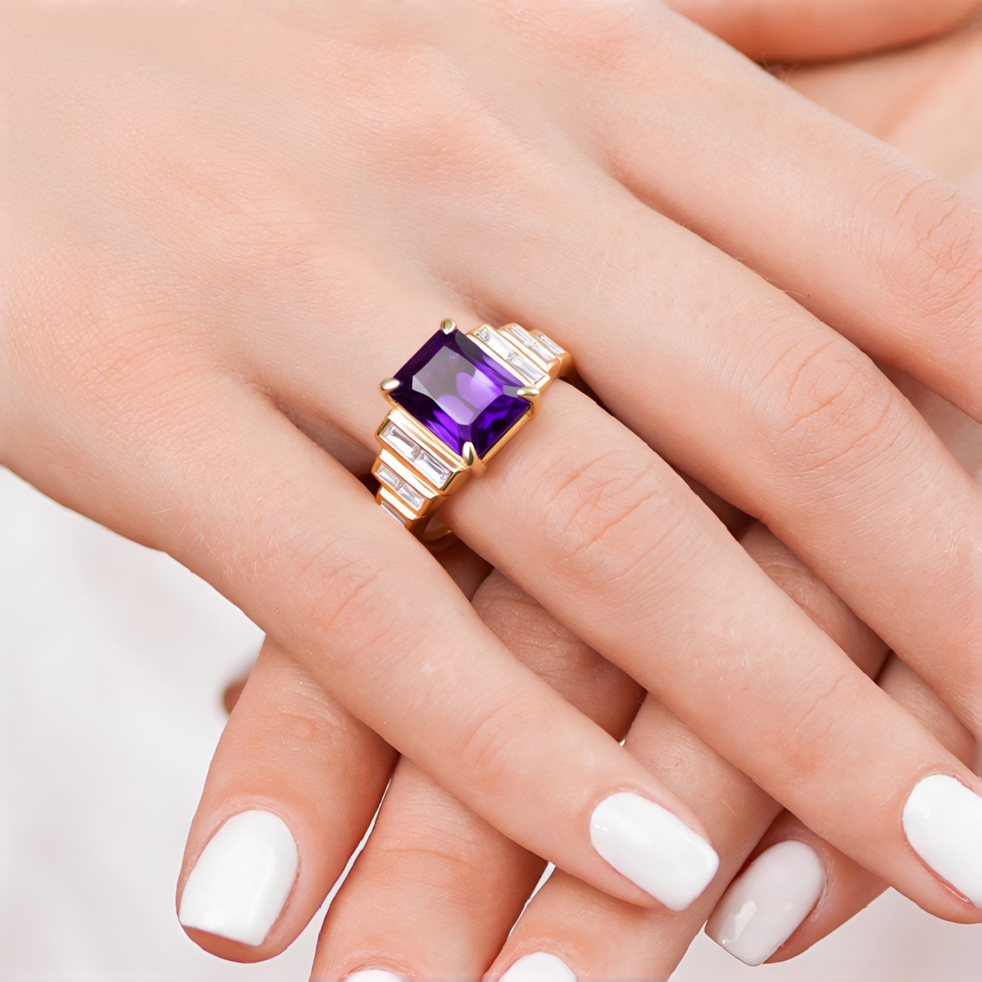 Cavill Goldring Cavill Echtschmuck Ring 375er Gold, Amethyst 3,67 ct, Zirkon (1-tlg)