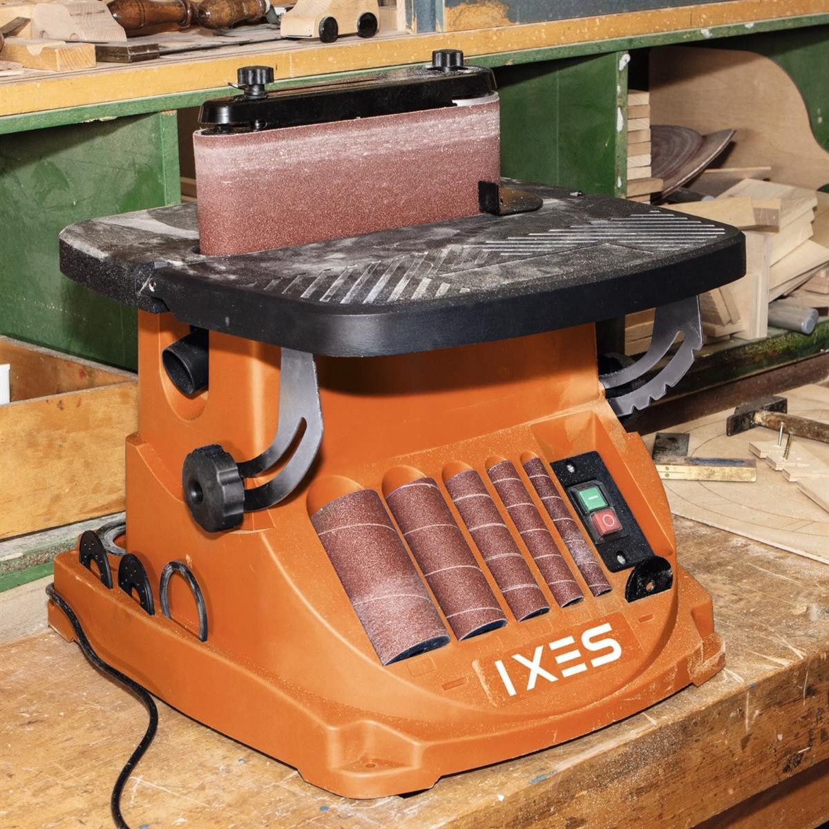 Scheppach Spindelschleifmaschine IXES IX-BSO600 Oszillierender Spindelschleifer Bandschleifer, max. 2000 U/min