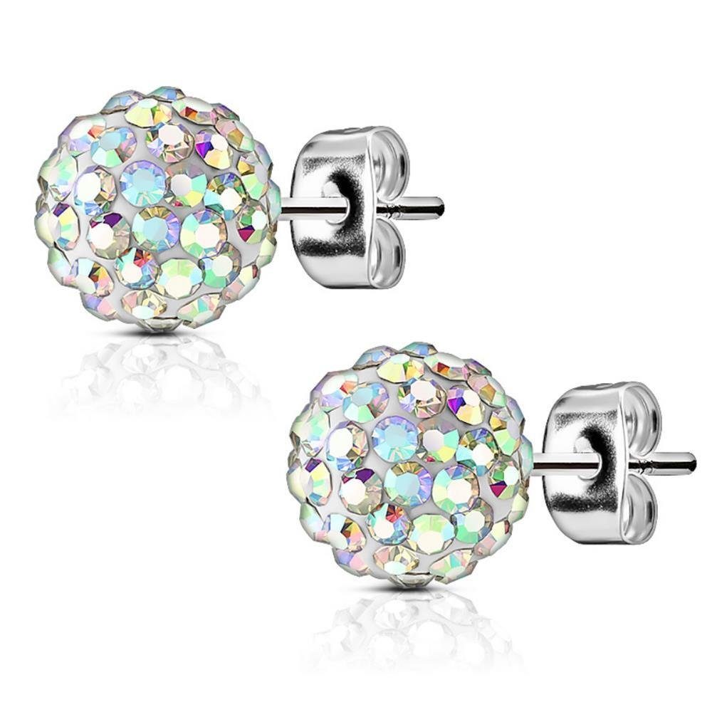 BUNGSA Ohrring-Set 5mm BUNT - Ohrstecker Shamballa Silber aus Edelstahl Damen (1 Paar (2 Stück), 2-tlg), Ohrschmuck Ohrringe