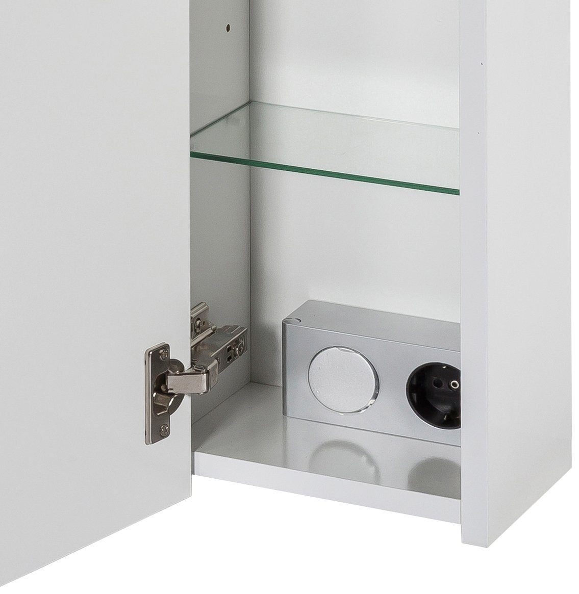 2 Spiegelschrank Schalter-/Steckdosenbox Verona LED-Einbaustrahler, 2-türig, Schildmeyer 60 cm, Breite