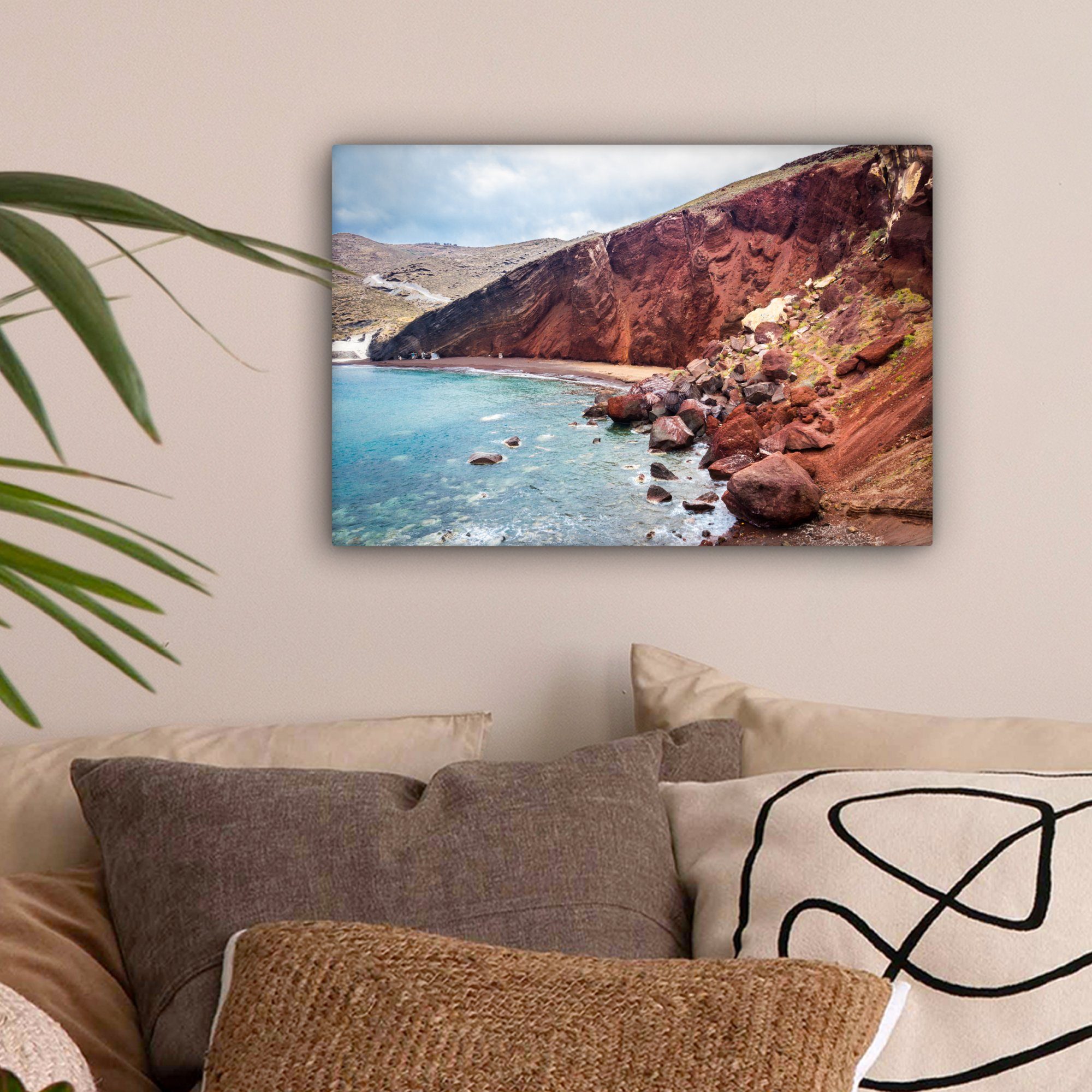 Santorin Leinwandbilder, (1 30x20 Leinwandbild St), in Aufhängefertig, Strand Griechenland, OneMillionCanvasses® Wandbild Wanddeko, auf cm