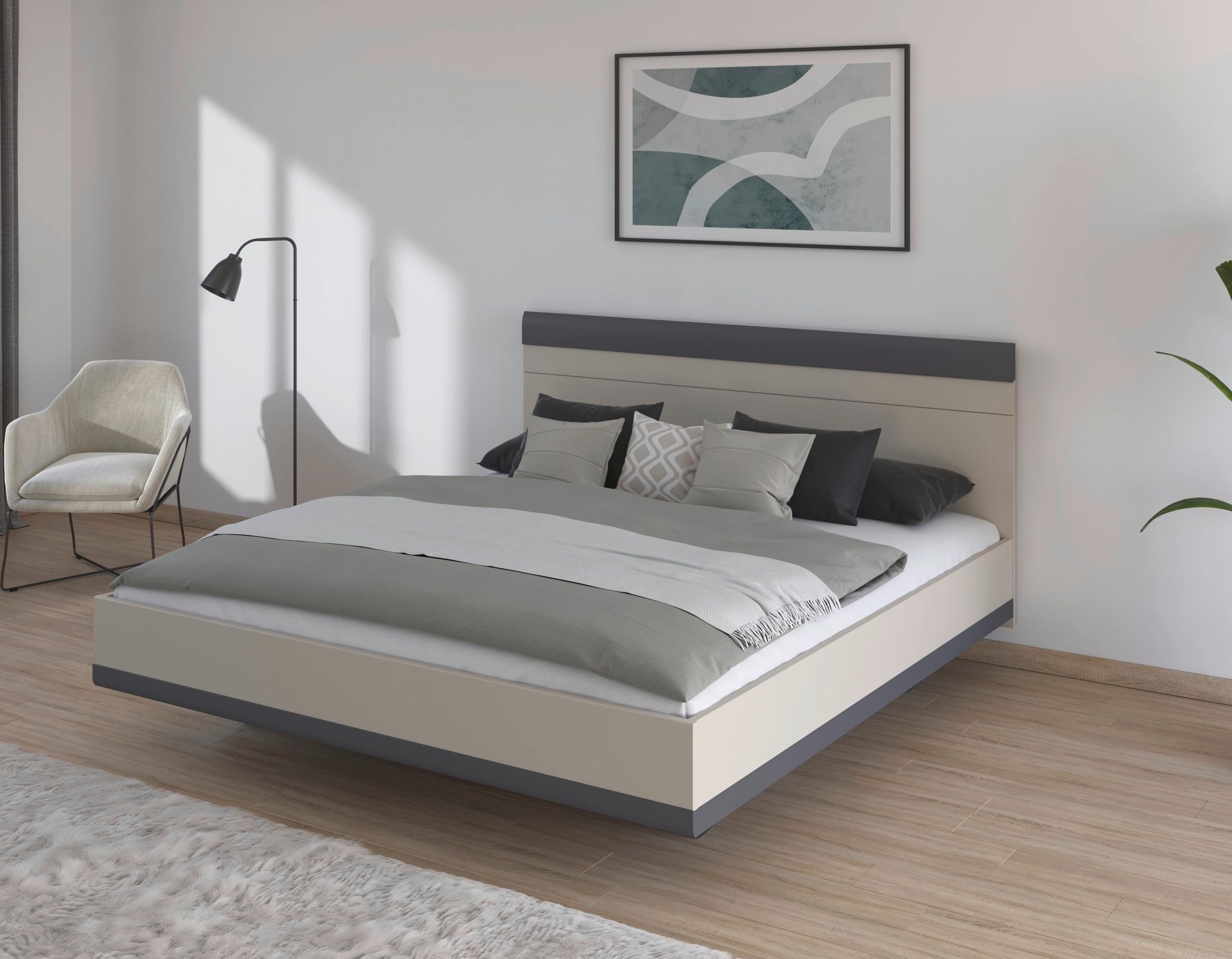 rauch Futonbett Bett Doppelbett Holzbett SAJO, mit Farb-Absetzungen in komfortabler Sitzhöhe MADE IN GERMANY