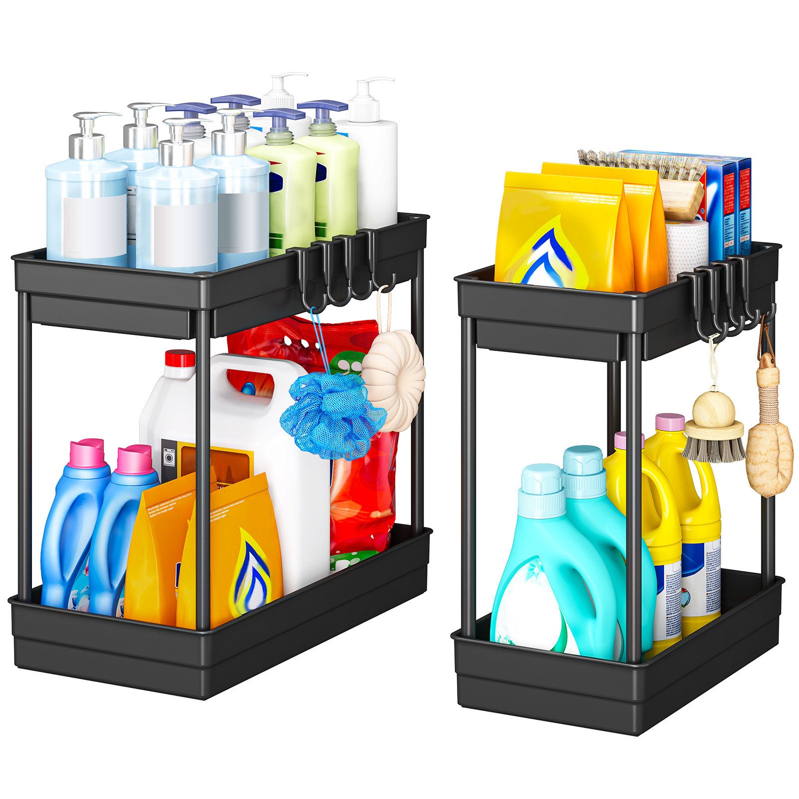 POPOLIC Aufbewahrungsbox Doppelschichtiger Abfluss mit Haken-Aufbewahrungsr günstig online kaufen