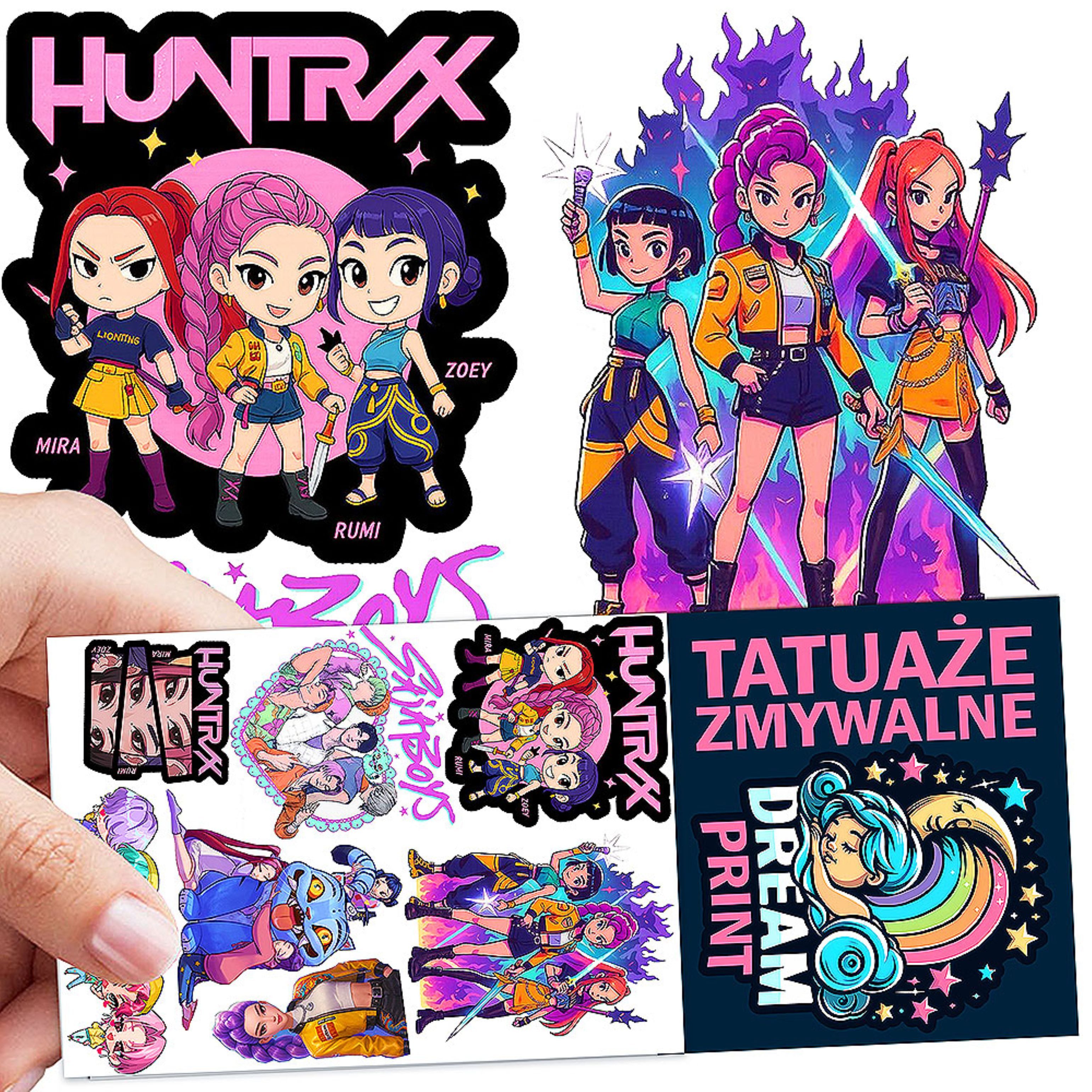 Festivalartikel Kindertattoo Kinder Tattoos K-POP Demon Hunters HUNTRIX abwaschbar, 1-tlg.