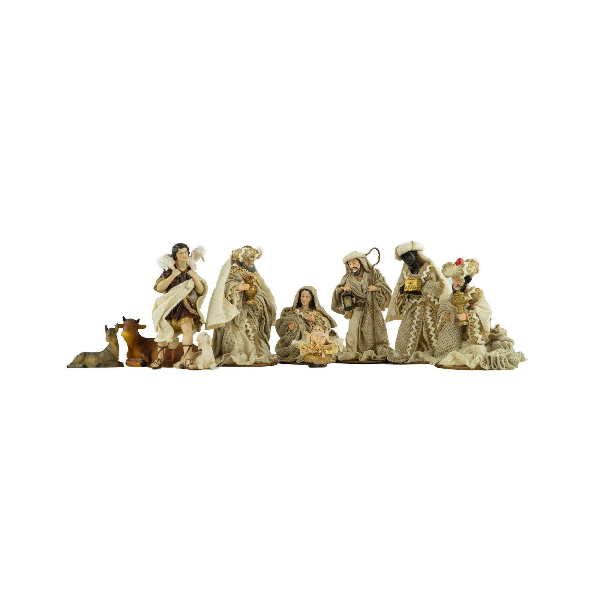 dekoprojekt Krippenfigur Ankleidefiguren 9-tlg. K 026-16 (Set, 9 St., 9-tlg), angezogen, mit Kleidern/Gewändern,orientalisch
