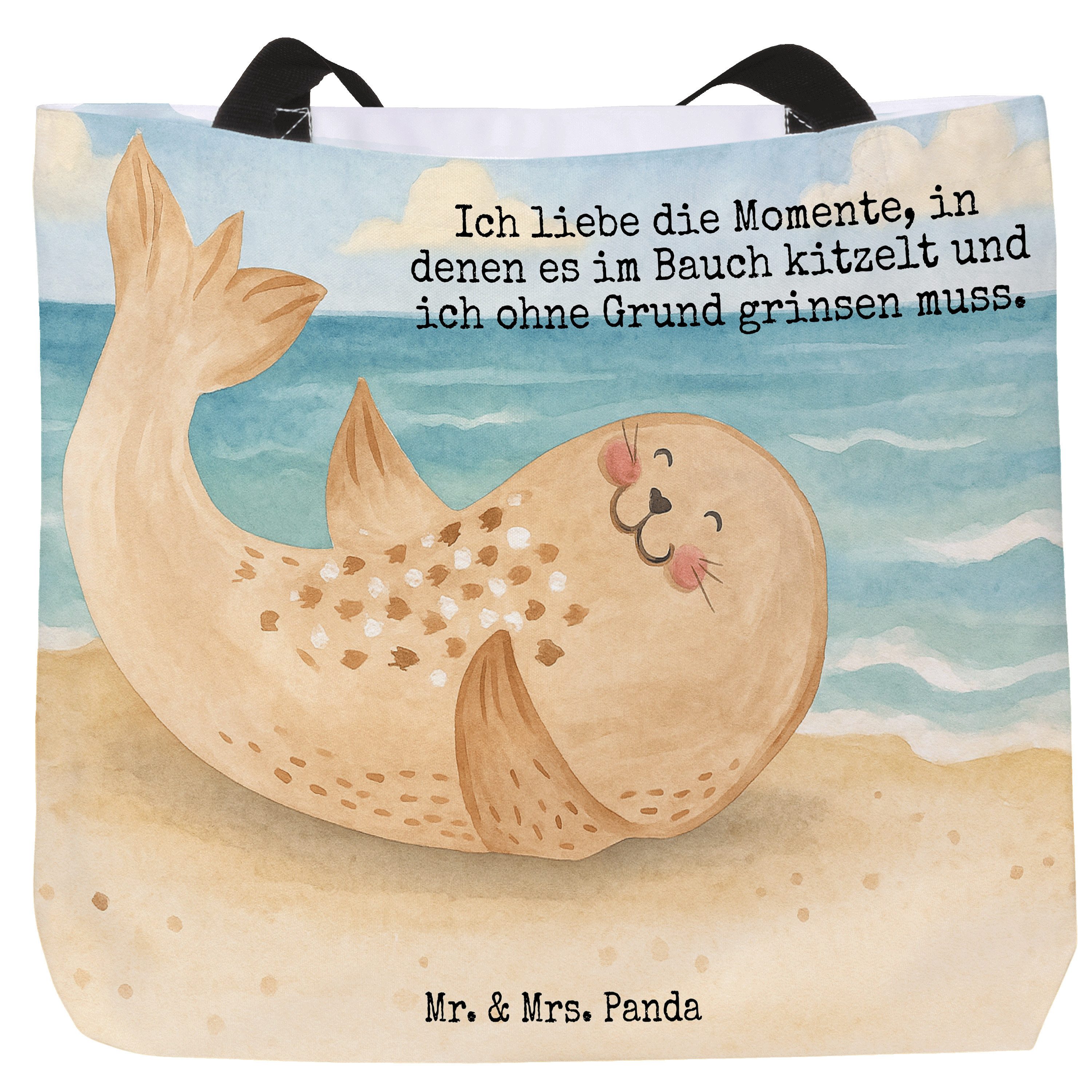 Shopper Robbe Liegen Design, Einkaufstasche, Weiß, Strand, Nordsee, Stoffbeut
