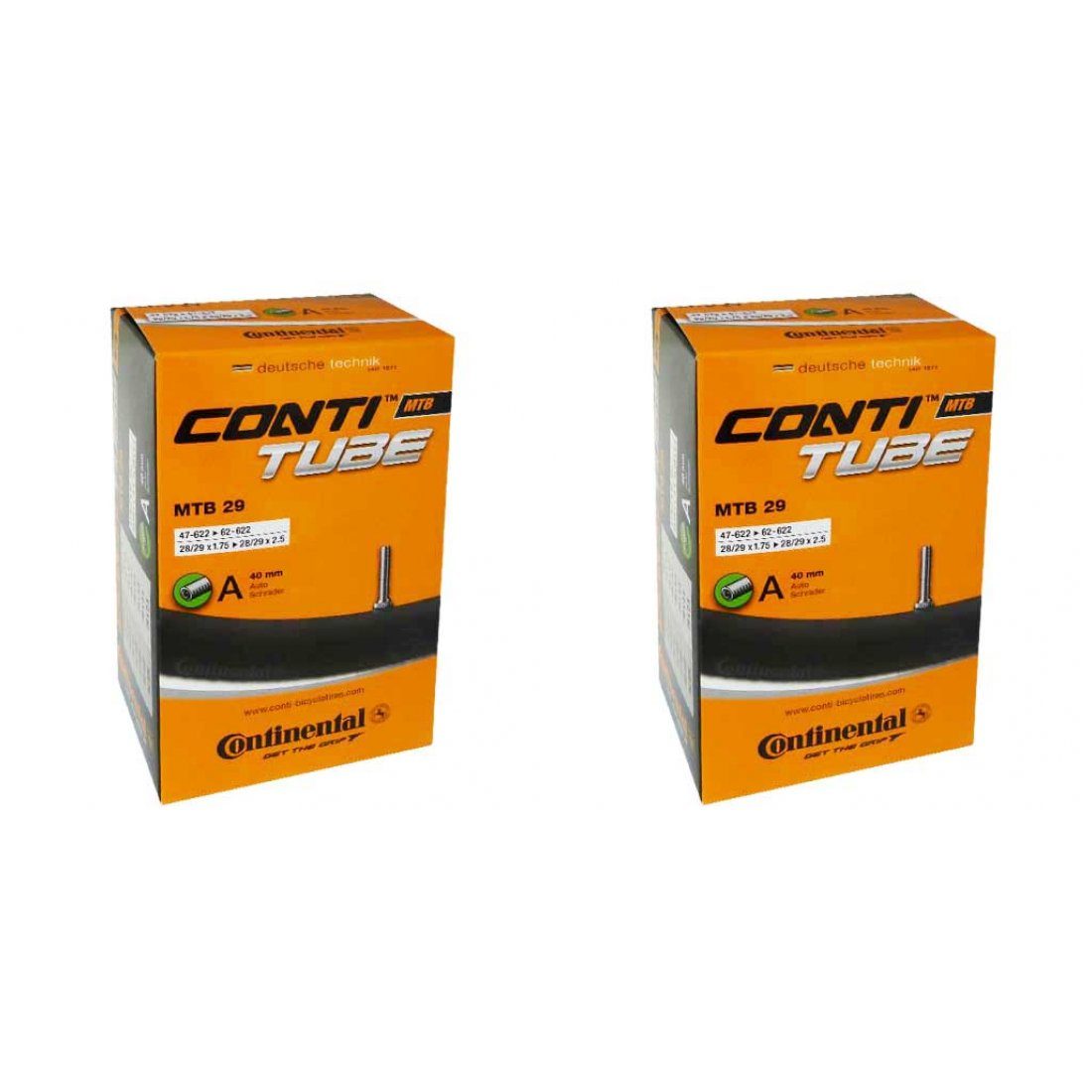 CONTINENTAL Fahrradschlauch 2 x Schlauch Continental Conti MTB 47/62-622 28/29x1.75/2.50" AV 40mm