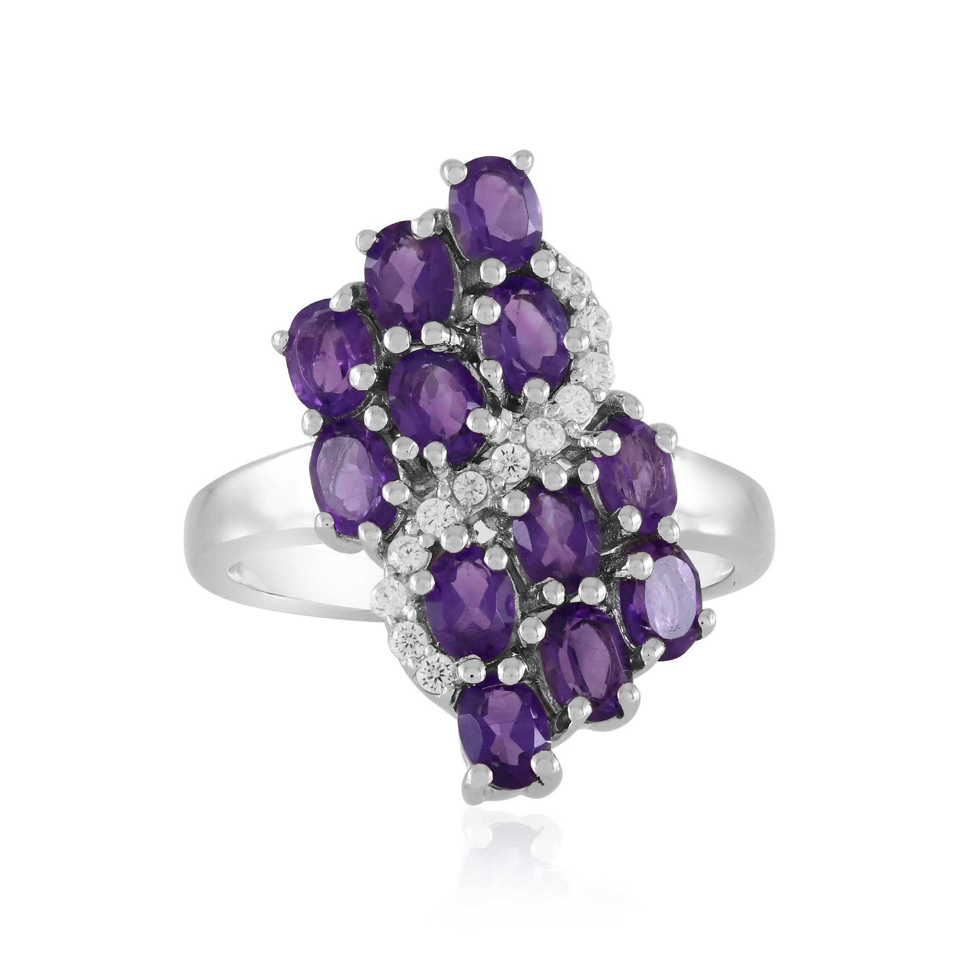 Silberring Cavill Ring Damen Amethyst 1,66 ct Oval Zirkon Pavé 925 Silber