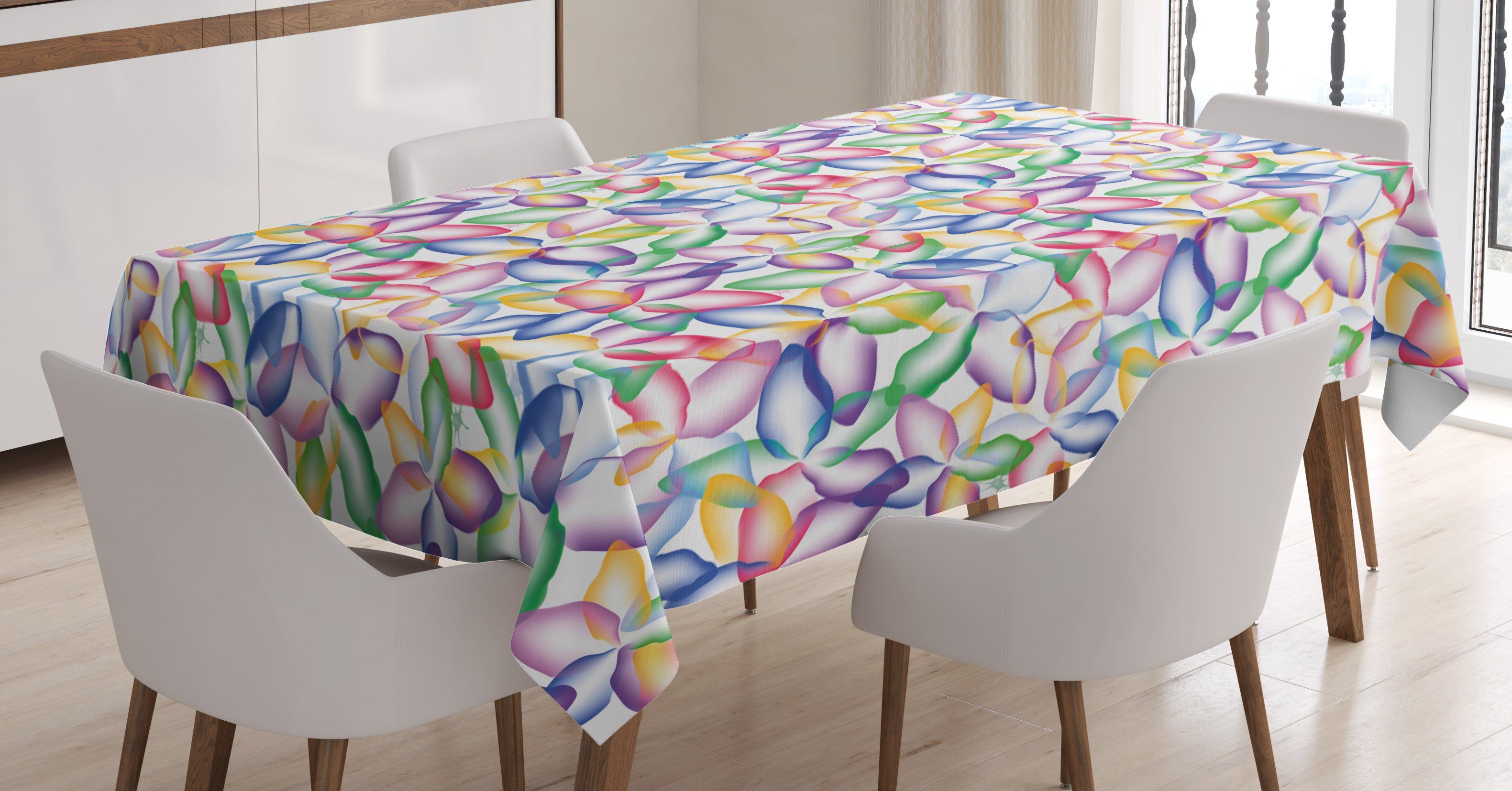 Abakuhaus Tischdecke Farbfest Waschbar Für den Außen Bereich geeignet Klare Farben, Blumen Bunte Blütenblätter