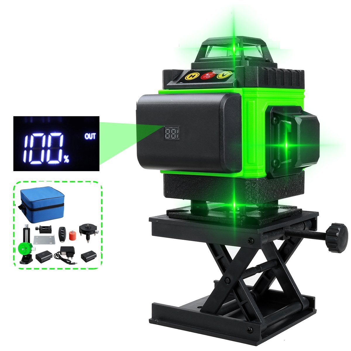 Fasget Laserwasserwaage, 4D 16 Linien Kreuzlinienlaser Линейный лазер 360°