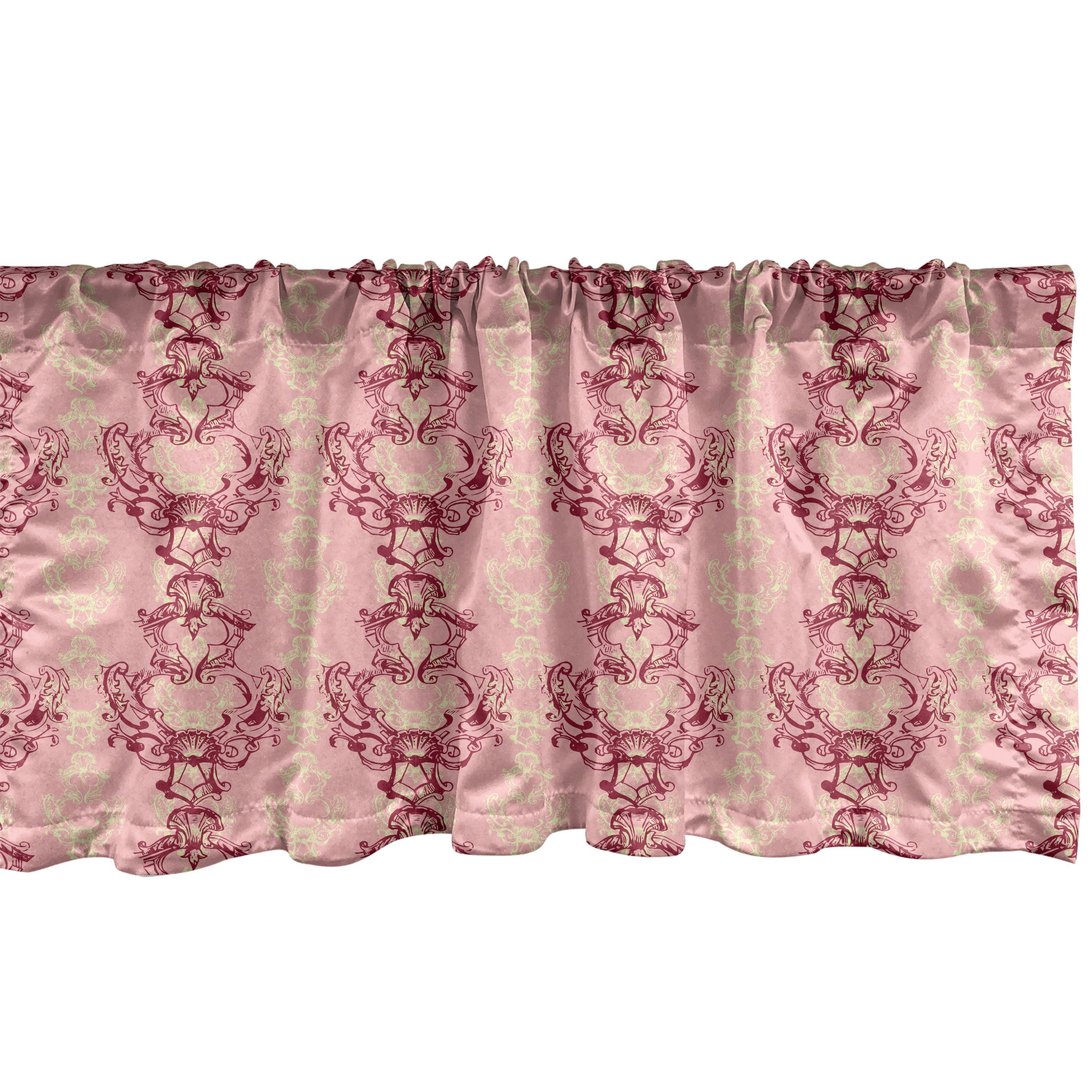 Scheibengardine Vorhang Volant für Küche Schlafzimmer Dekor mit Stangentasche, Abakuhaus, Microfaser, Antique Oriental Weiche Rococo Damast