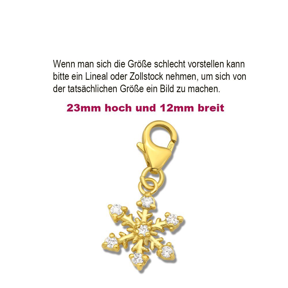 Limana Charm-Einhänger für Karabiner Schneeflocke Armband Kette echt Silber Sterling Stern Gold Anhänger, 925 mit Bettelarmband