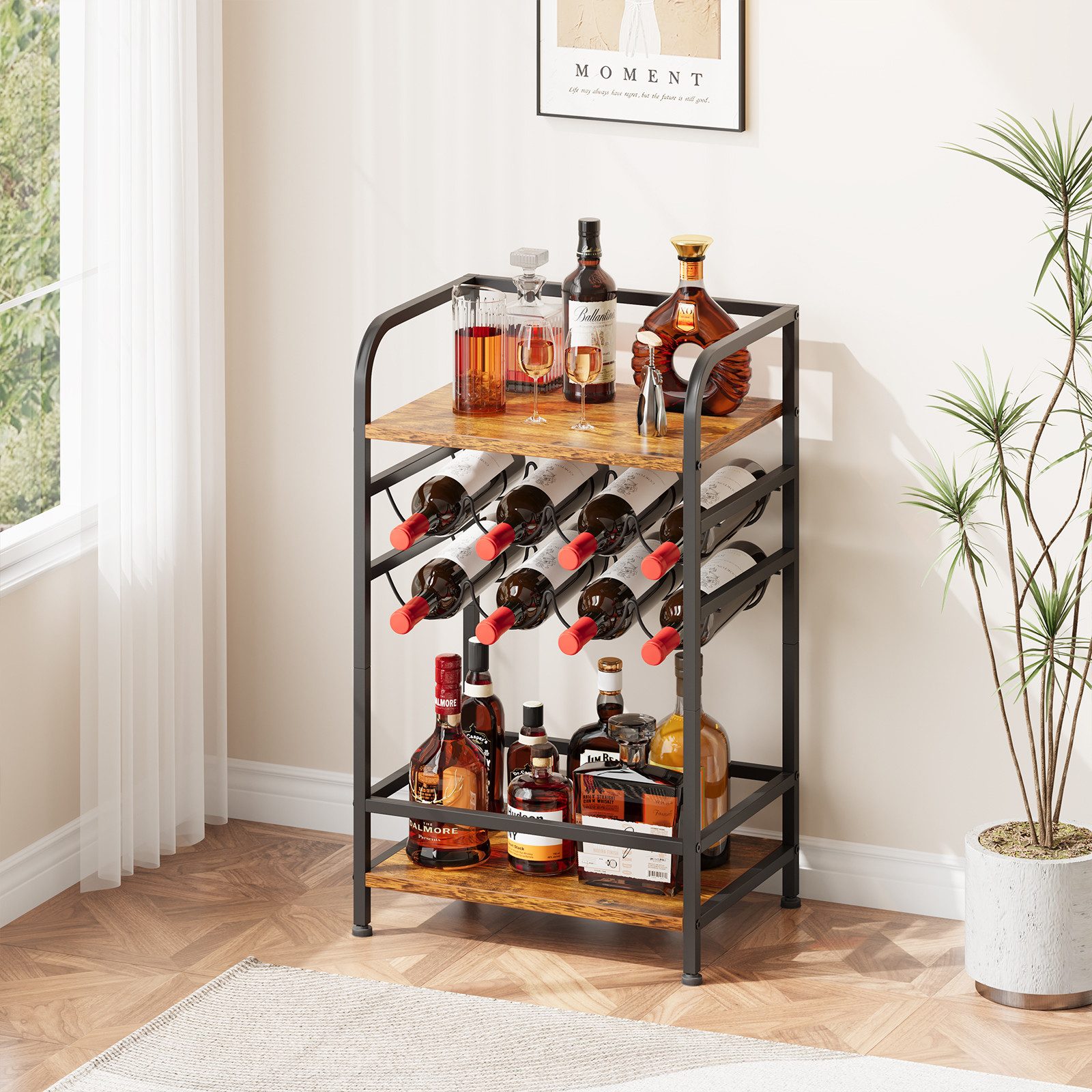 YOLEO Weinregal 4 Etagen Flaschenregal klein für 8 Flaschen mit Tischplatte günstig online kaufen