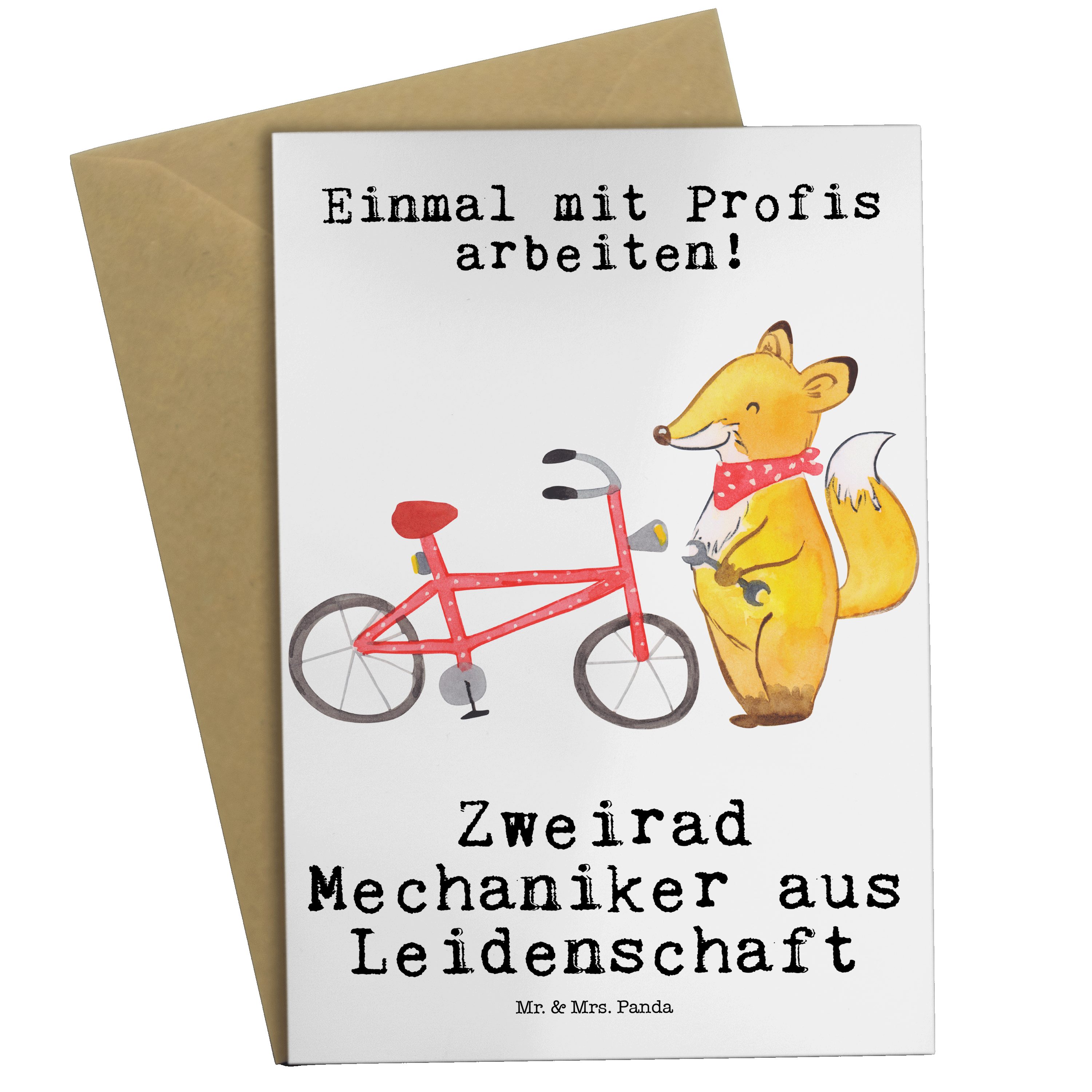 Mr. & Mrs. Panda Grußkarte Zweirad Mechaniker aus Leidenschaft - Weiß - Geschenk, Klappkarte, Ge | Grußkarten