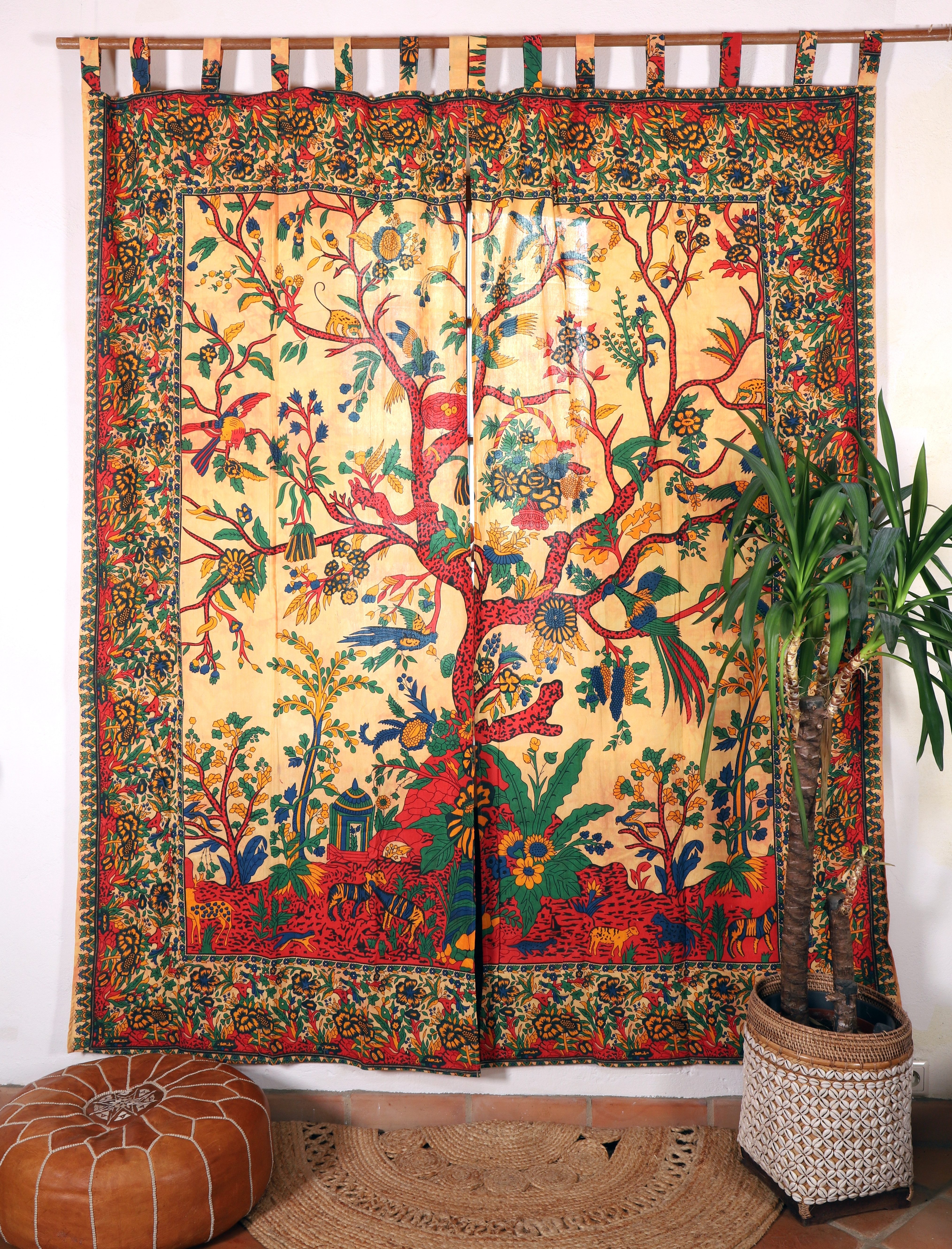 Guru-Shop Vorhang Boho Vorhänge, Gardine (1 Paar) mit Schlaufen,..