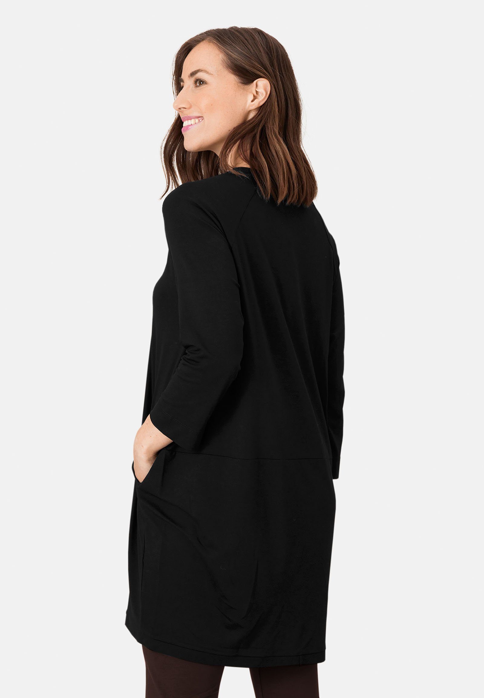 Masai Shirtkleid MaGalitta Luxuriöser Klassiker, den diskrete an Taschen Seiten Dreiviertelärmel, schwarz