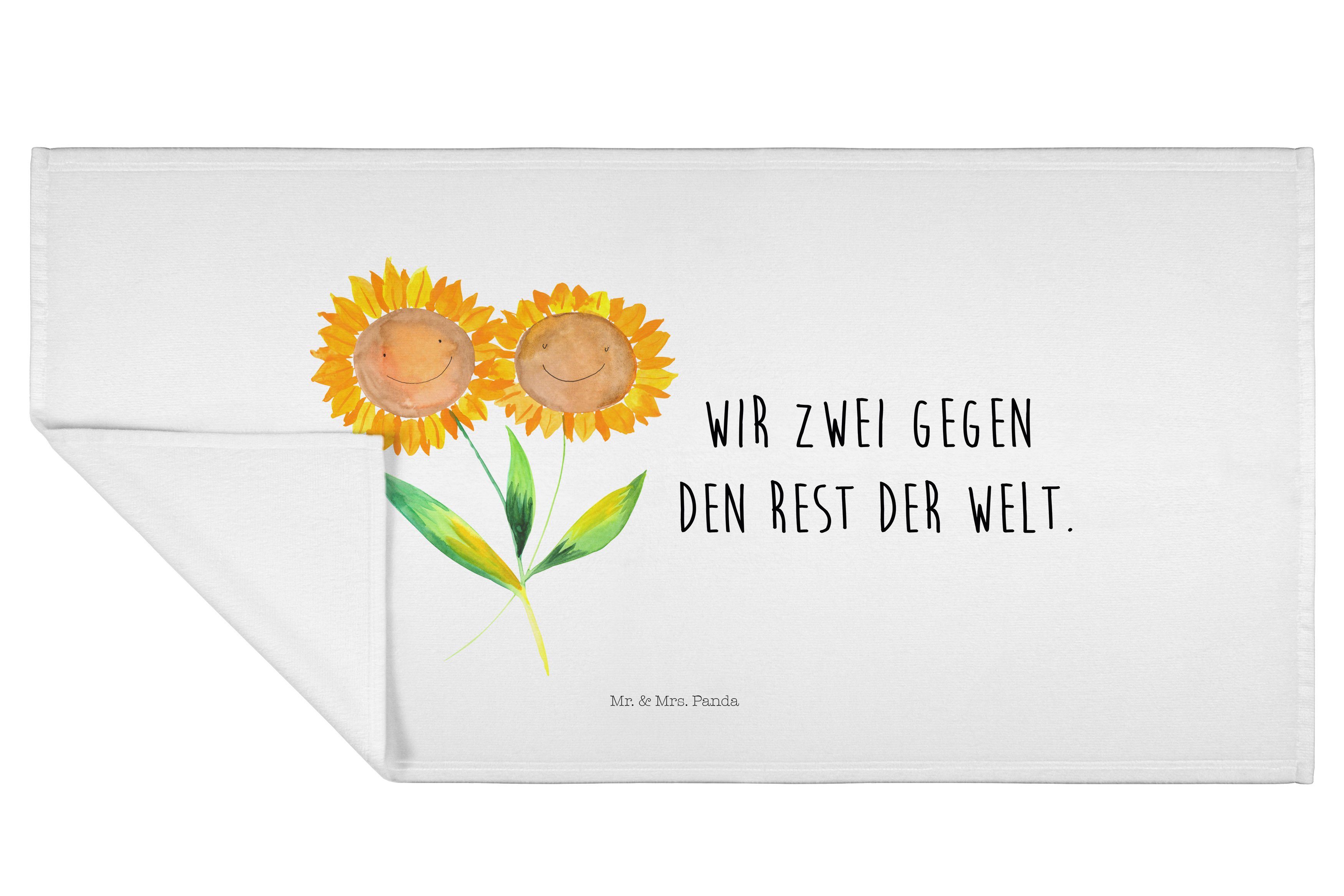 Mr. & Mrs. Handtuch Badezimmer, Geschenk, Handtücher, (1-St) Weiß Sonnenblume - Blumen, Panda Sonnen, 