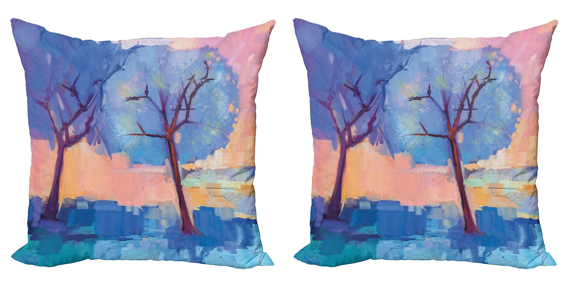 Kissenbezüge Accent Digitaldruck, Doppelseitiger Modern Bäume Impressionist (2 Stück), Abstrakt Abakuhaus Natur