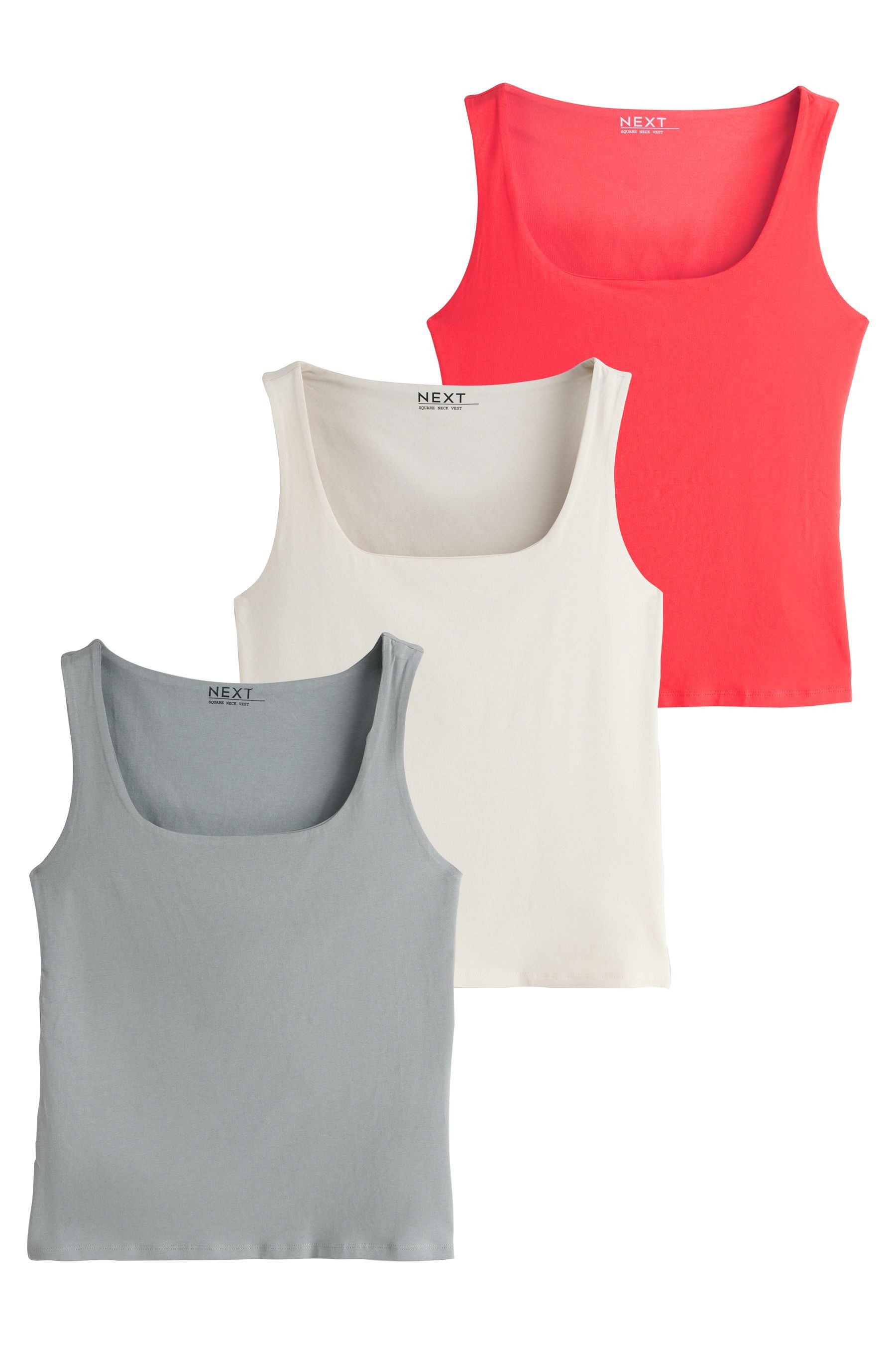 Next Shirttop Top mit eckigem Ausschnitt (3-tlg)