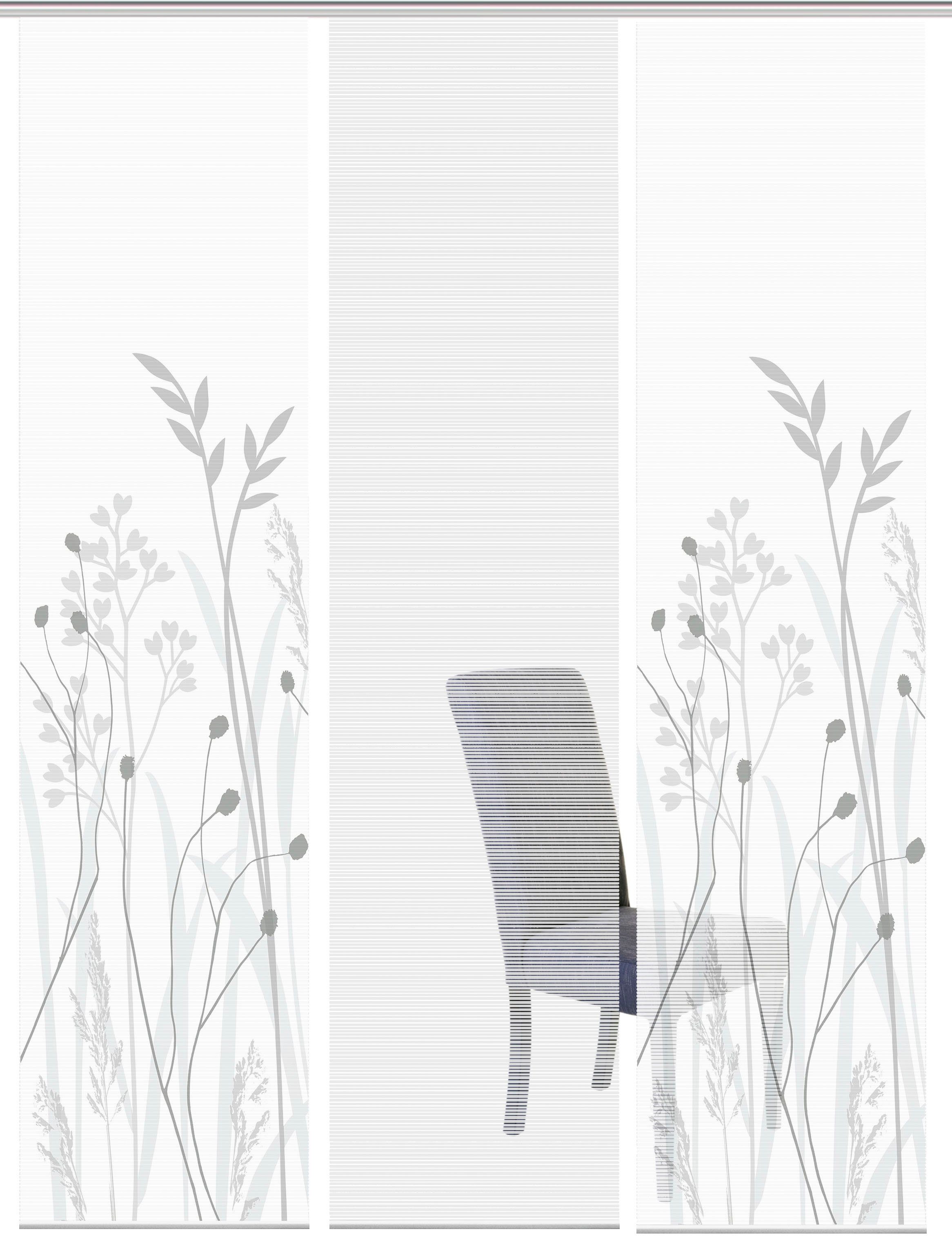 Vision S Schiebegardine GRASIL 3er SET (3 St), Paneelwagen, blickdicht, Bambus-Optik, Digital bedruckt