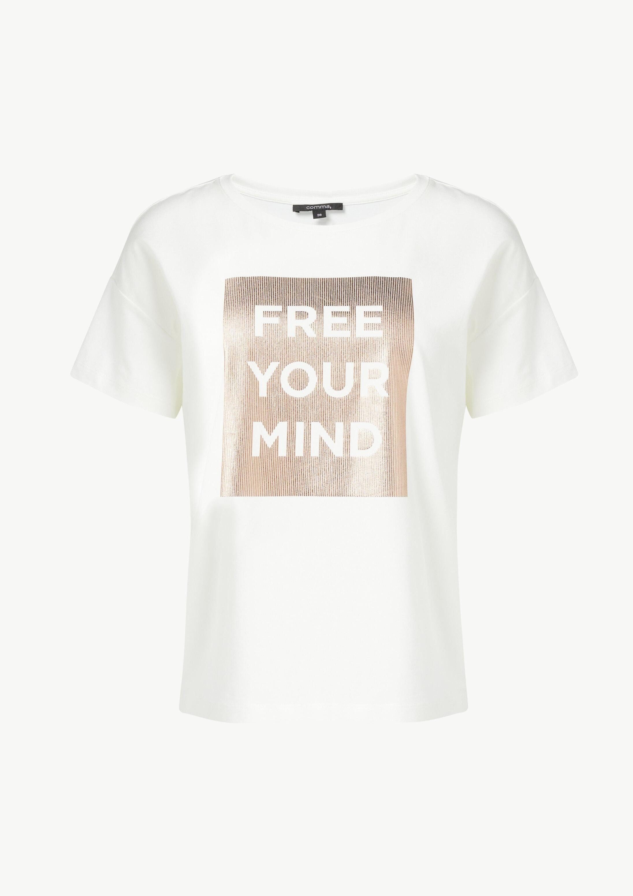 comma Kurzarmshirt T-Shirt T-Shirt mit Frontprint im Boxy Cut