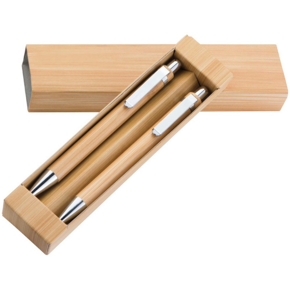 Easy Gifts Kugelschreiber Bambus-Schreibset / bestehend aus Kugelschreiber und Druckbleistift