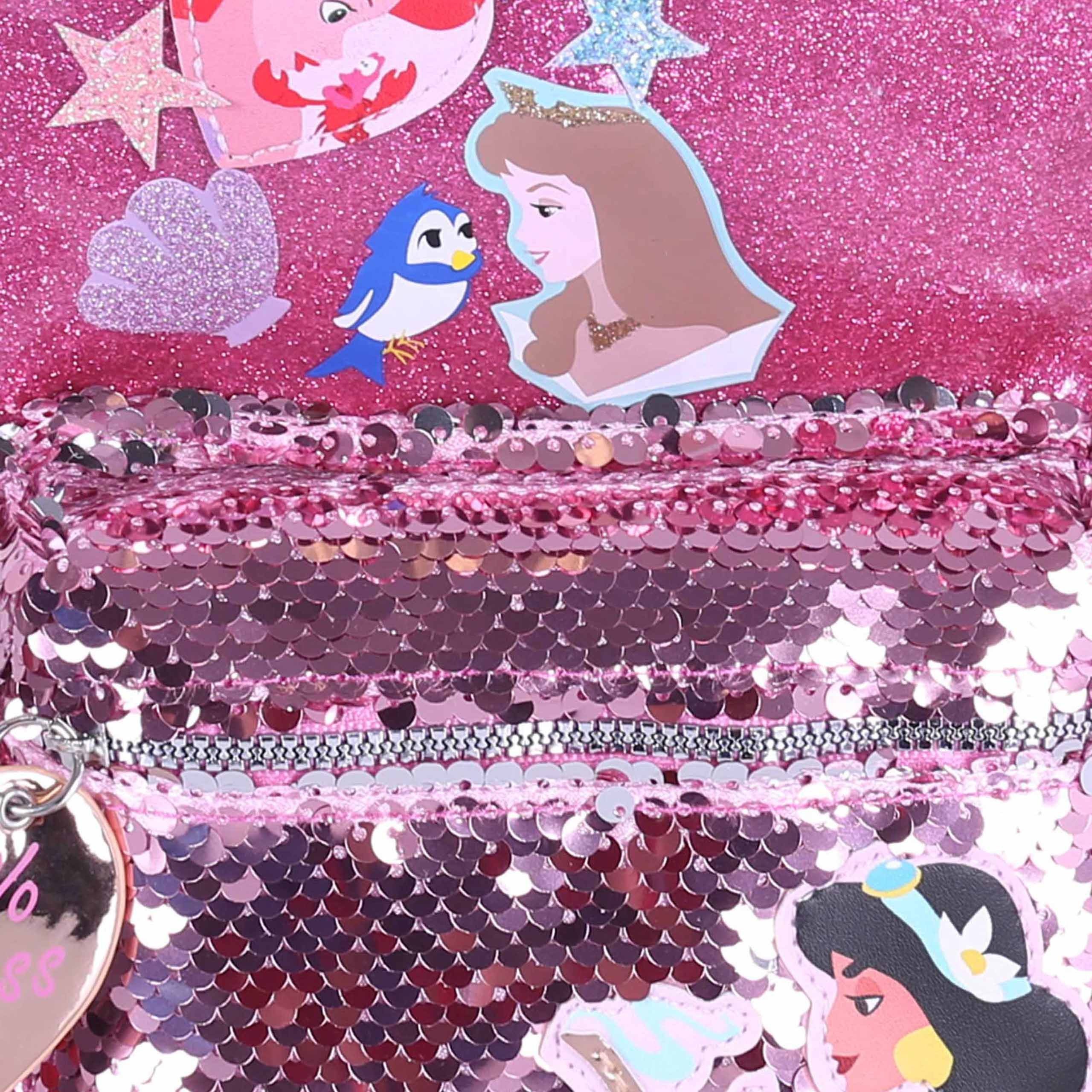 Disney Princess Schulrucksack DISNEY Prinzessinnen glänzender Rucksack für Mädchen, 22 x 10 x 19 cm – Bild 4 von 5