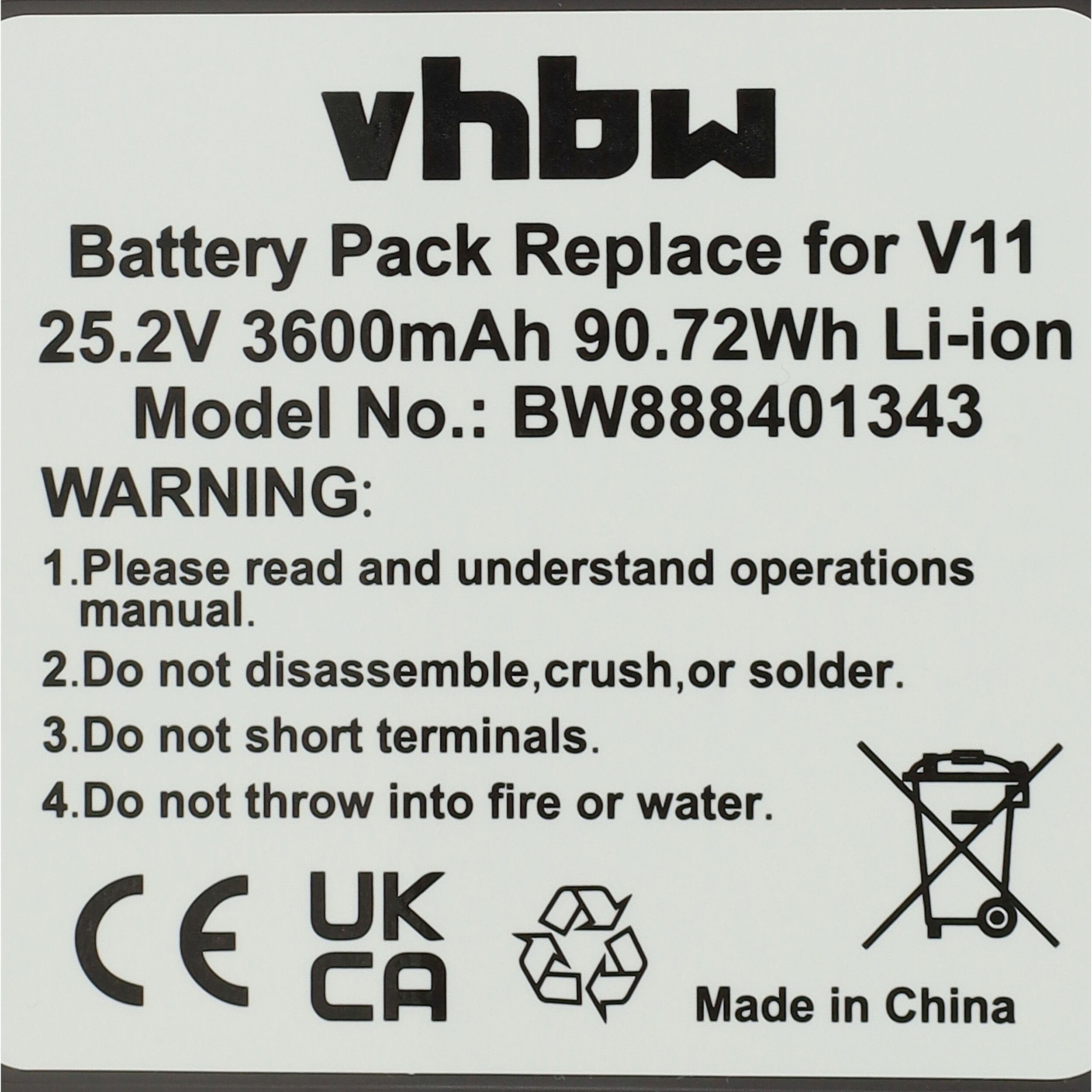 vhbw kompatibel mit Torque Dyson 3600 mAh Extra, Drive V11 (25,2 Size Fluffy Torque Staubsauger-Akku Extra, Li-Ion V)