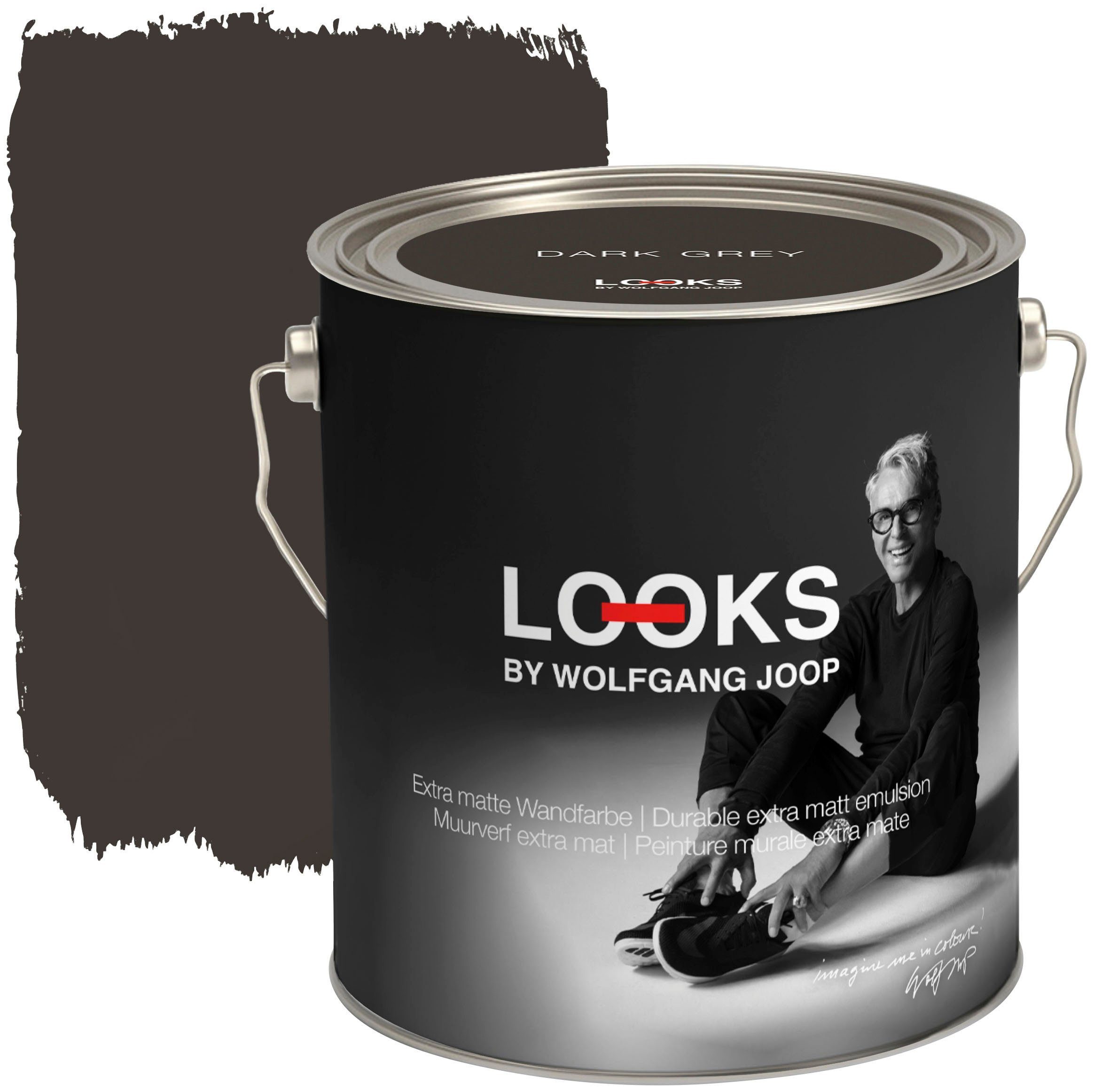 LOOKS by Wolfgang Joop Wandfarbe Looks by Wolfgang Joop, extra matte Wandfarbe, 2,5 Liter, Designer Kollektion Dark Grau