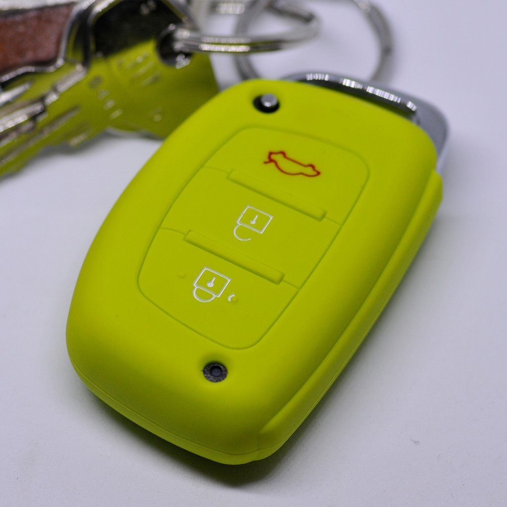 mt-key Schlüsseltasche Autoschlüssel Softcase Silikon ix25 für Sonata Hyundai Fe Santa i10 Apfelgrün, i40 Schutzhülle Ioniq Accent ix35 i20 Tucson
