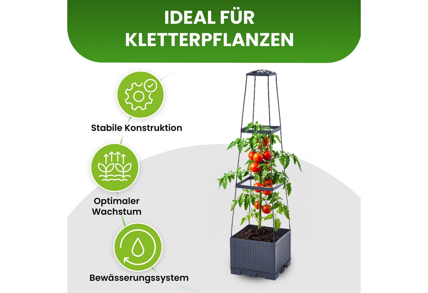 Thumbnail - Gartenwelt Riegelsberger Blumenkasten mit Rankhilfe 3 Ebenen 28x28x115 cm Pflanzgefäß für Kletterpflanzen