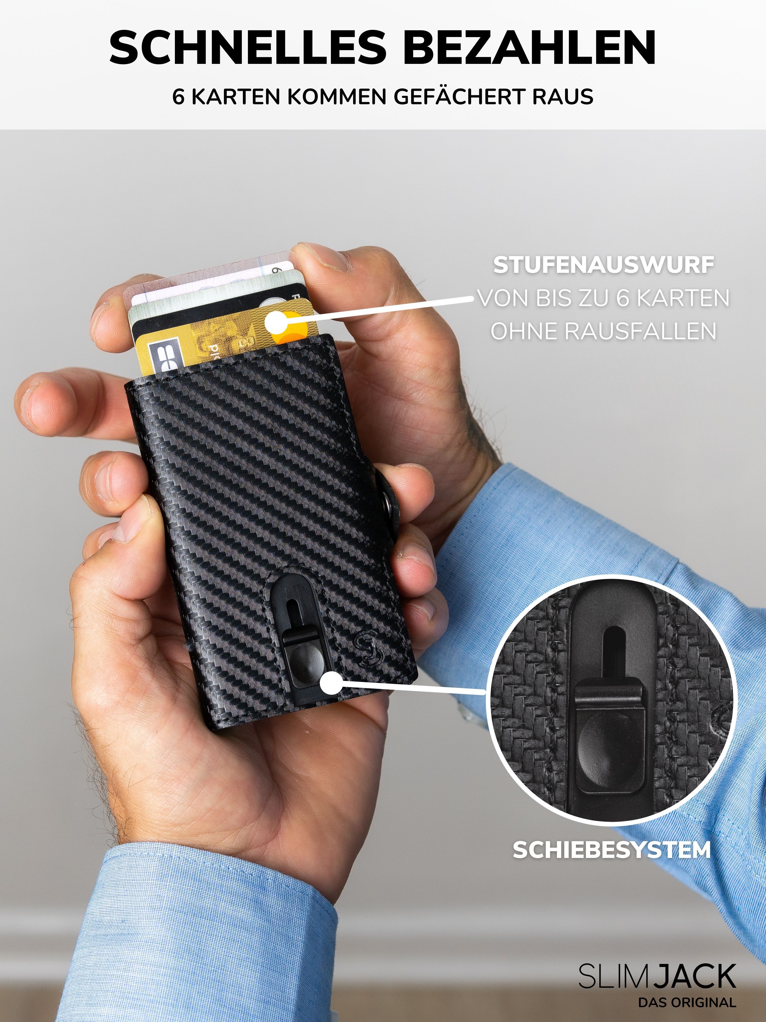 Geldbörse Wallet, Wallet Herren mit RFID-Schutz Herren für SLIMJACK Portmonee Jackster Mini Geldbeutel Carbon Slim - -