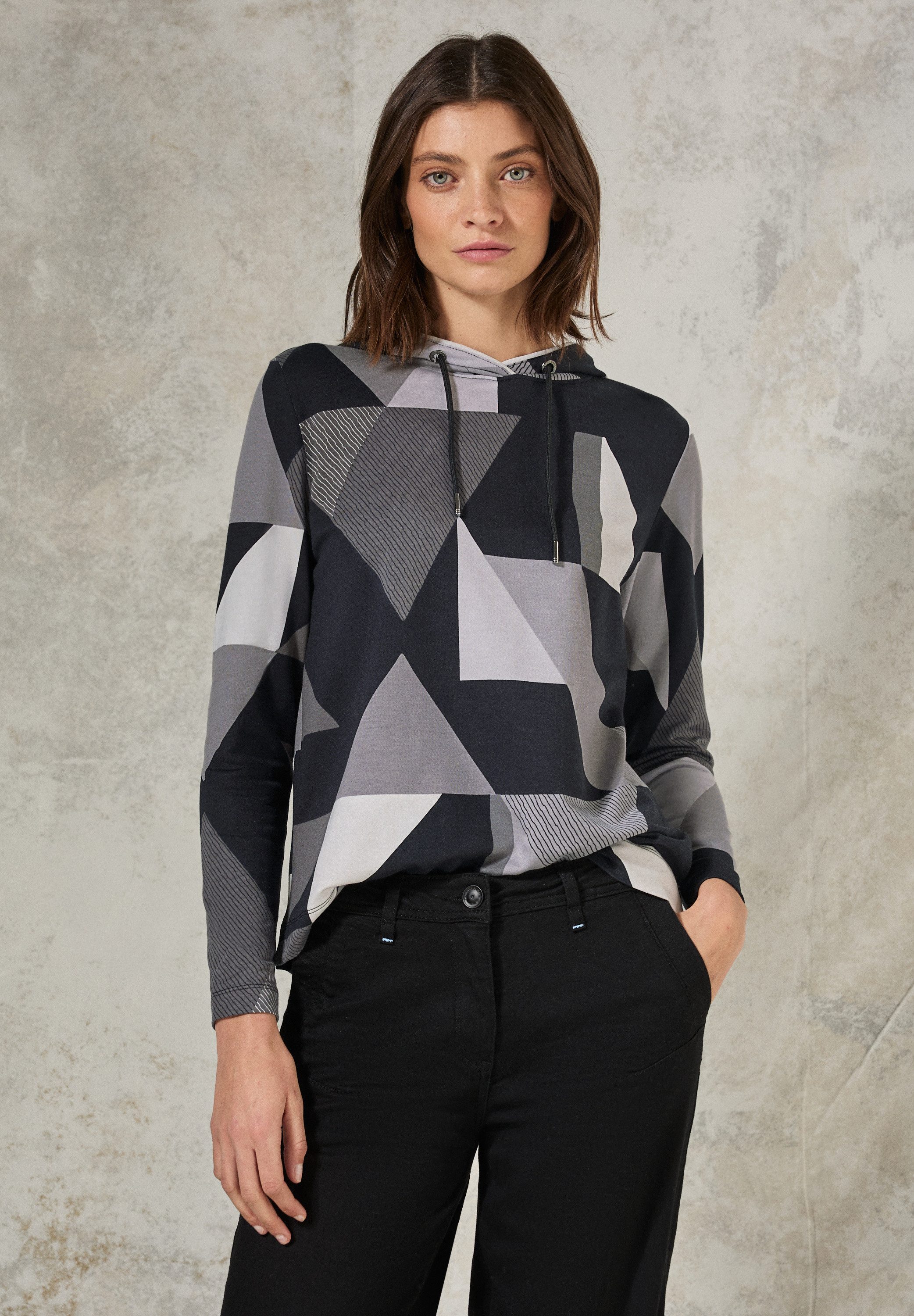 CECIL Langarmshirt mit Kapuze mit Tunnelzugband günstig online kaufen