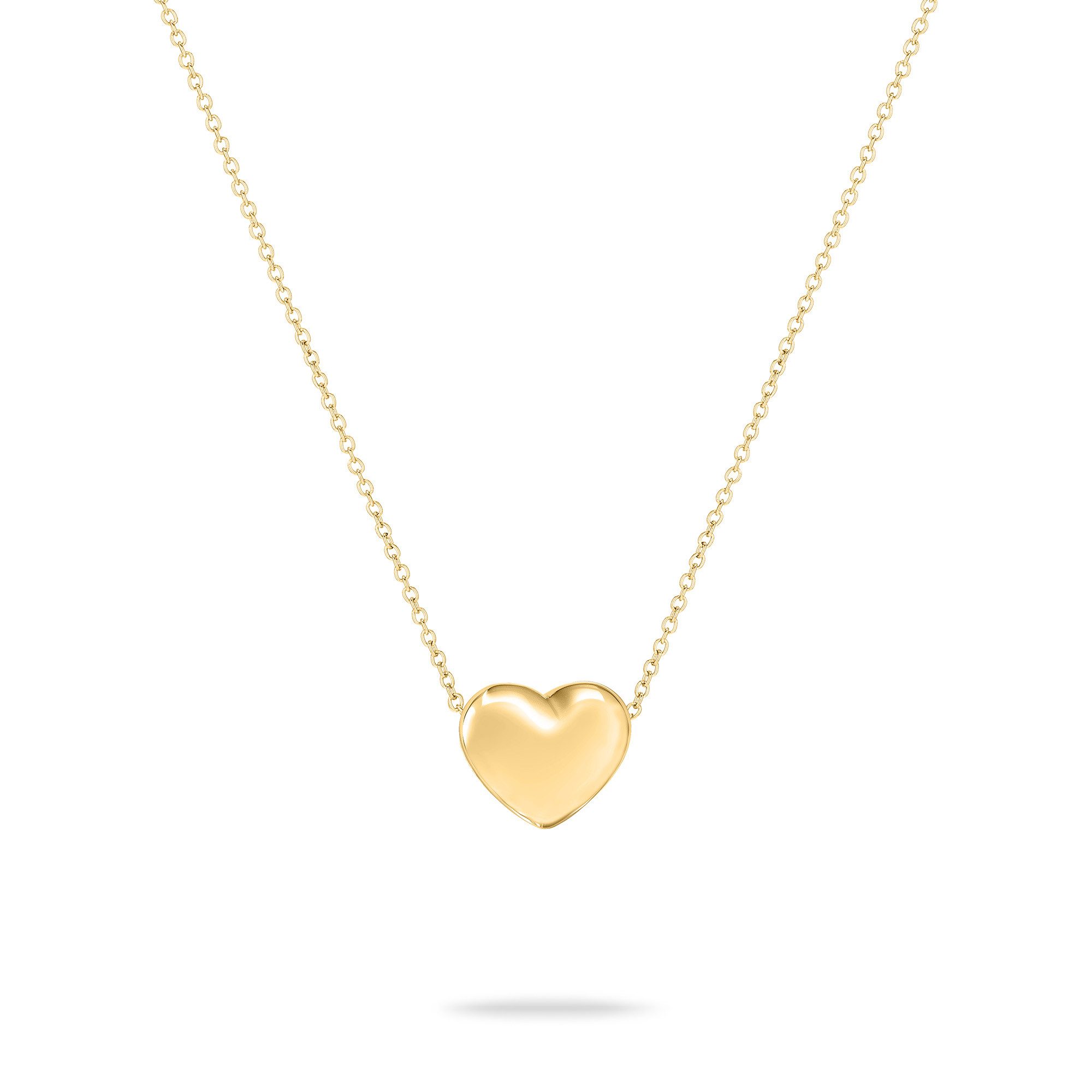 Kette mit Anhänger Schmuck Geschenk Edelstahl Halskette Puffy Heart Herz