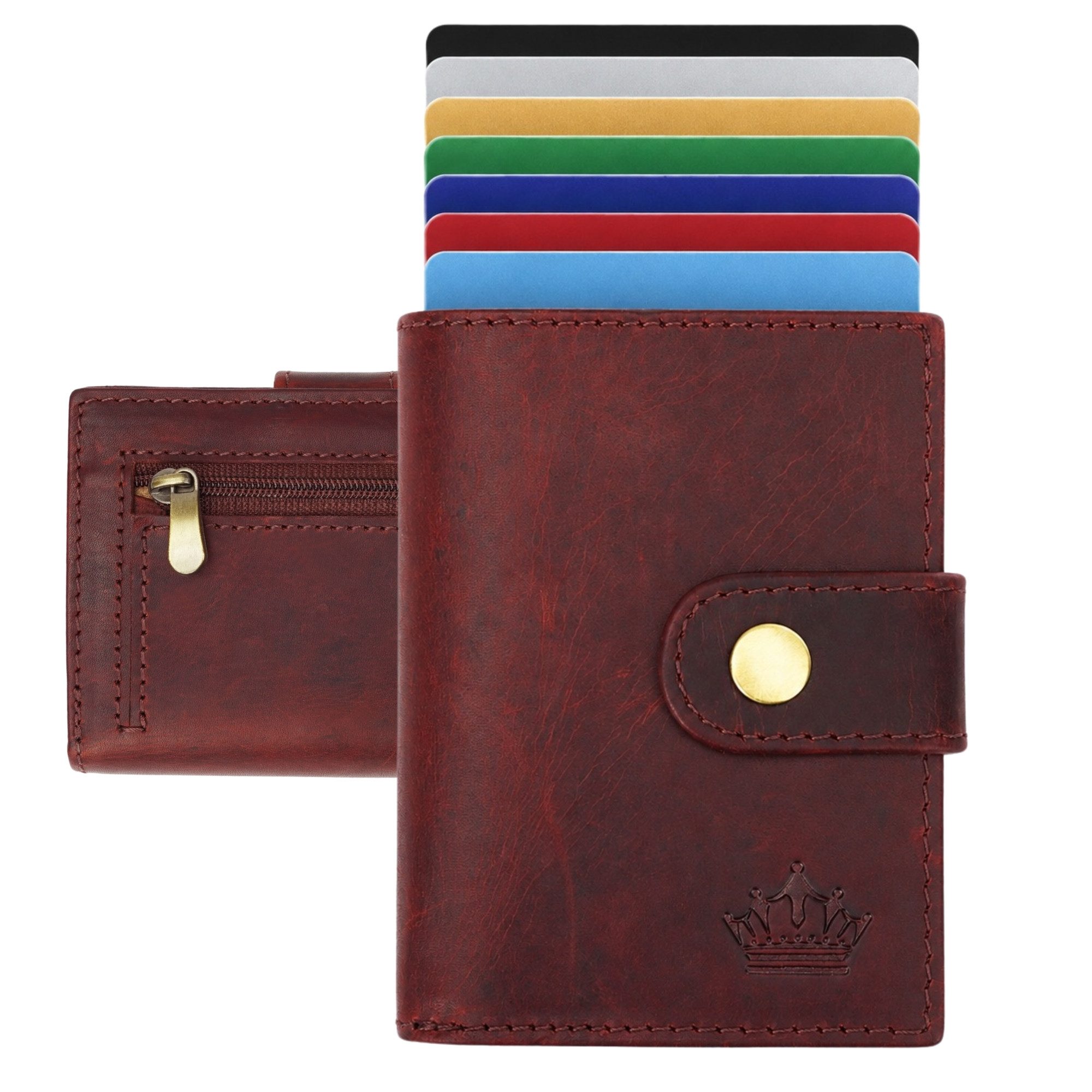 Manza Mini Geldbörse Slim Wallet Geldbörse mit Münzfach, RFID-Schutz und Geschenkbox, Kartenhalter, Münzfach mit Reißverschluss, RFID Blocker, Geschenkbox