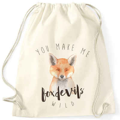 MoonWorks Turnbeutel Turnbeutel You make me fox devils wild Liebe Denglisch Spruch Love Quote lustig verliebt Freund Freundin Hipster Beutel Tasche Sportbeutel Gymsac Gymbag Moonworks®