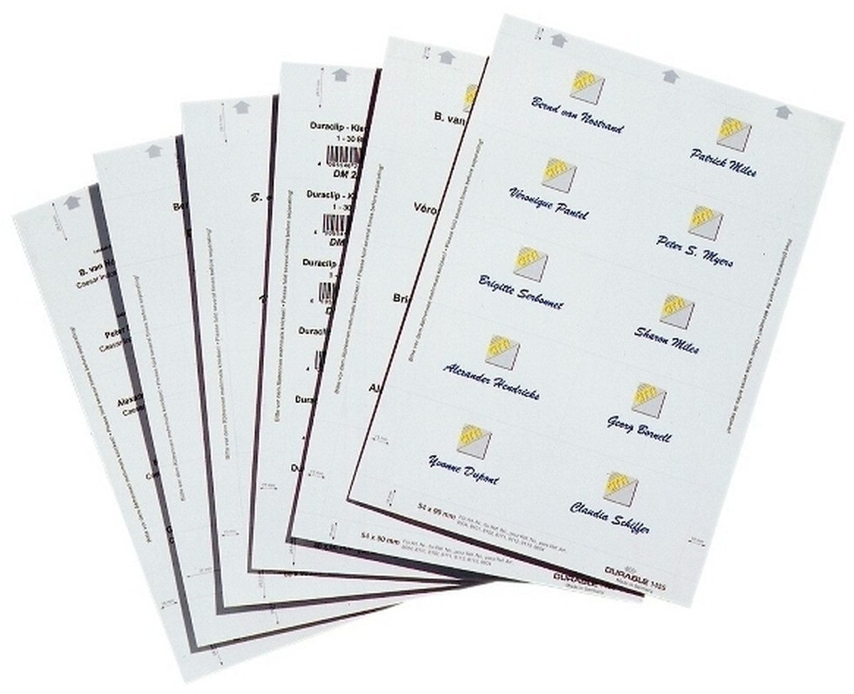 DURABLE Hinweisschild Einsteckschilder BxH 90x60mm 20 Bogen (160 Schilder) weiß