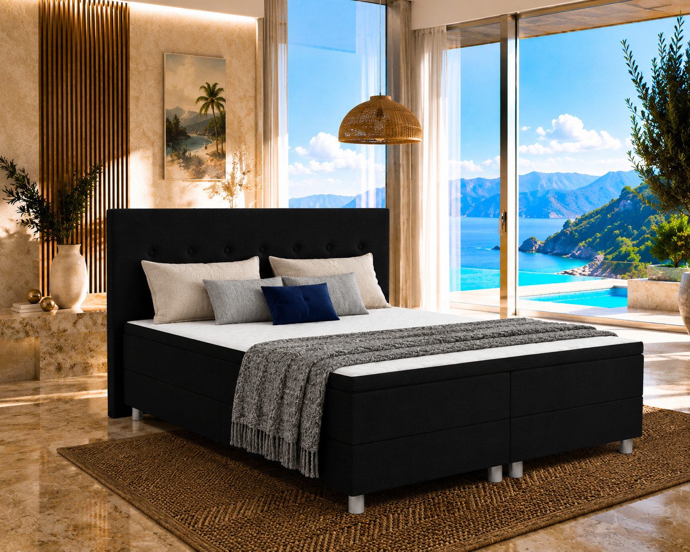 Best for Home Boxbett Neo Sawana Komfortable Bonellfederkernmatratze mit 5 cm Topper (Komplettbett, 4-St., 90x200 120x200 140x200 160x200 180x200 200x200), 7-Zonen-Bonnellfederkernmatratze, ergonomischer Schlafkomfort