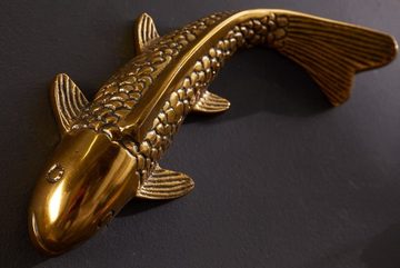 LebensWohnArt Dekoobjekt Maritime Wanddeko 3er Set Koi Karpfen 25cm gold Fische Metall