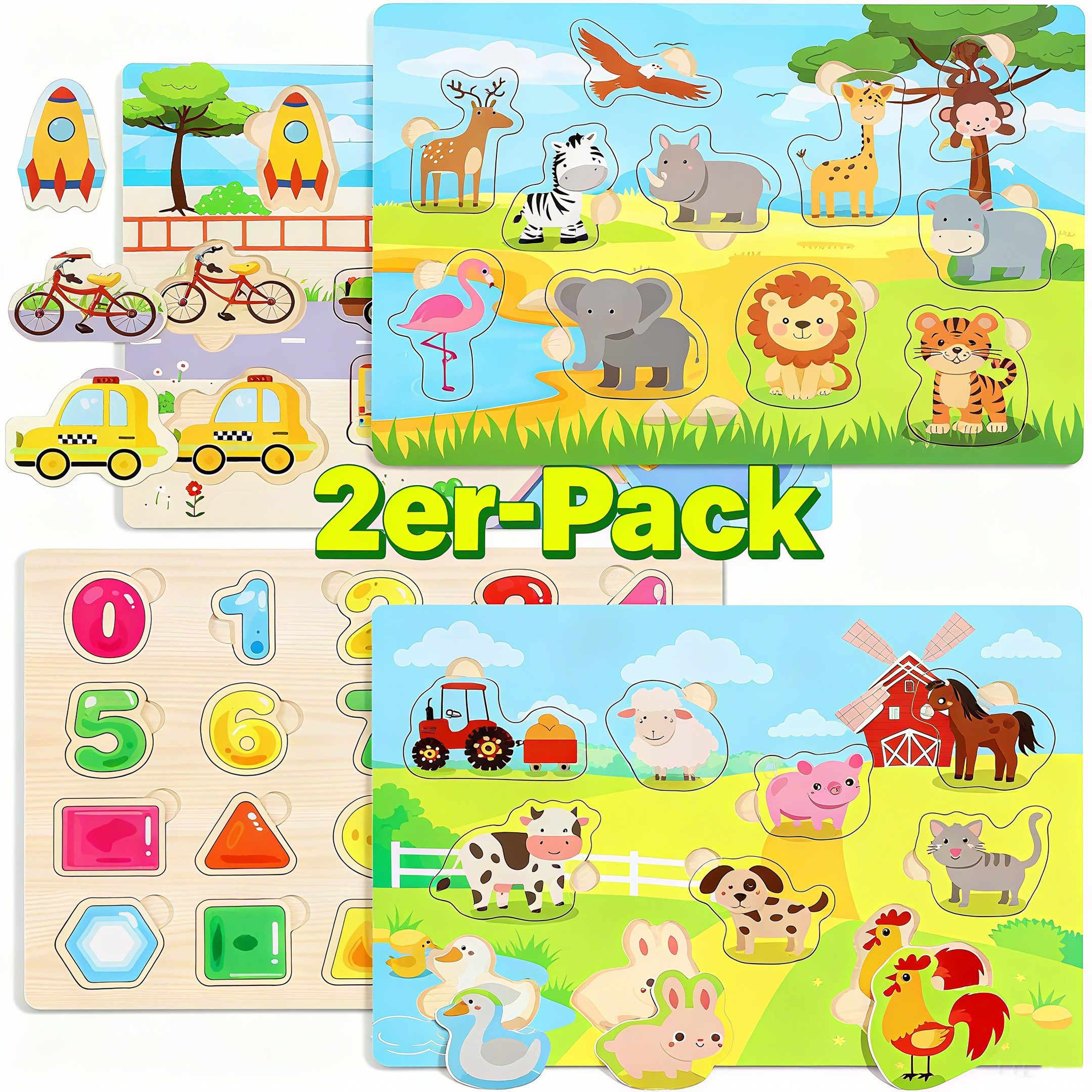 POPOLIC Steckpuzzle 4er-Set Holzpuzzle, Spielzeug 1 günstig online kaufen